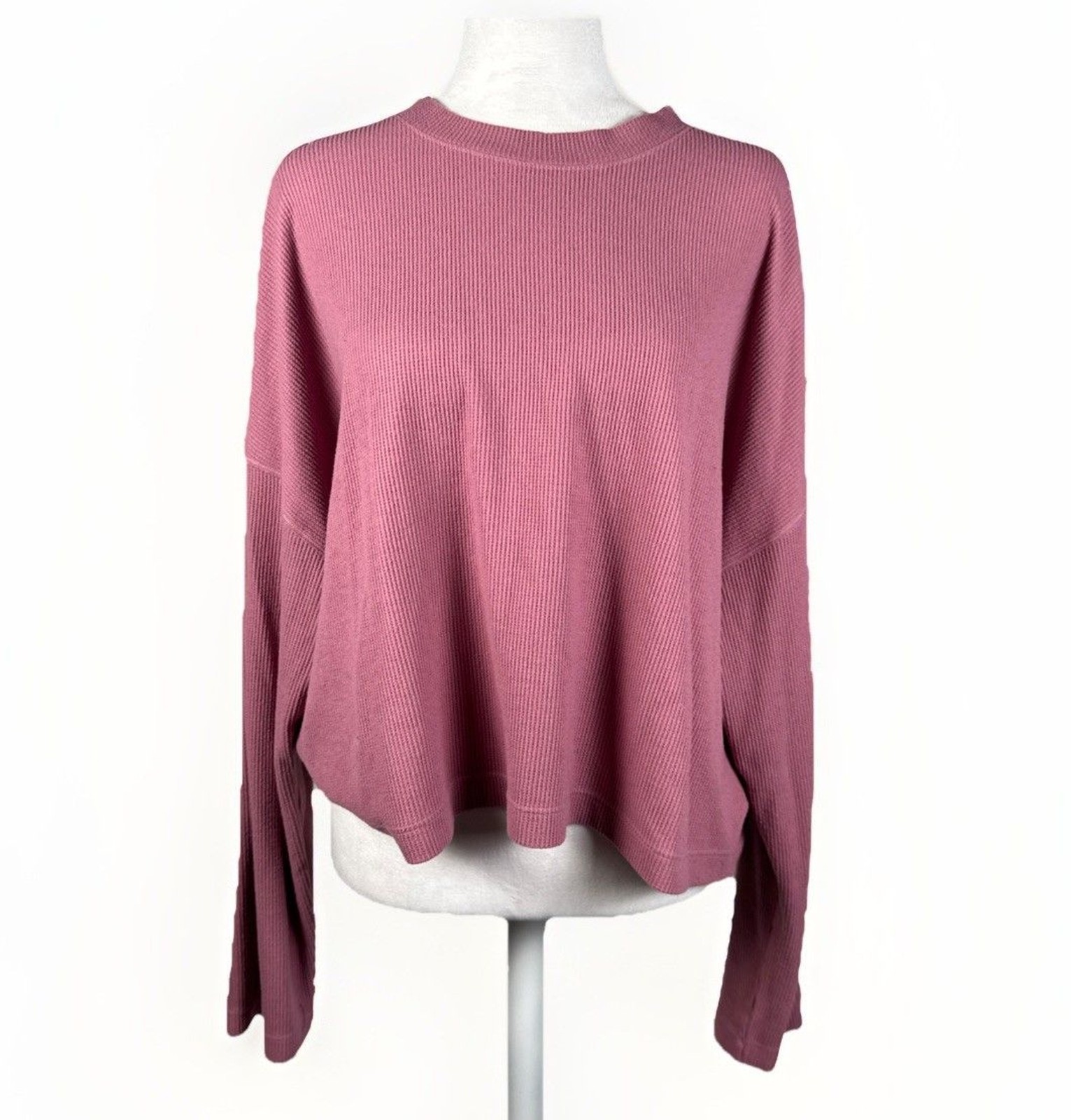 Parade Millenial Pink Sweater Batwing Dolman sleeve Thermal Weave Long Sleeve L