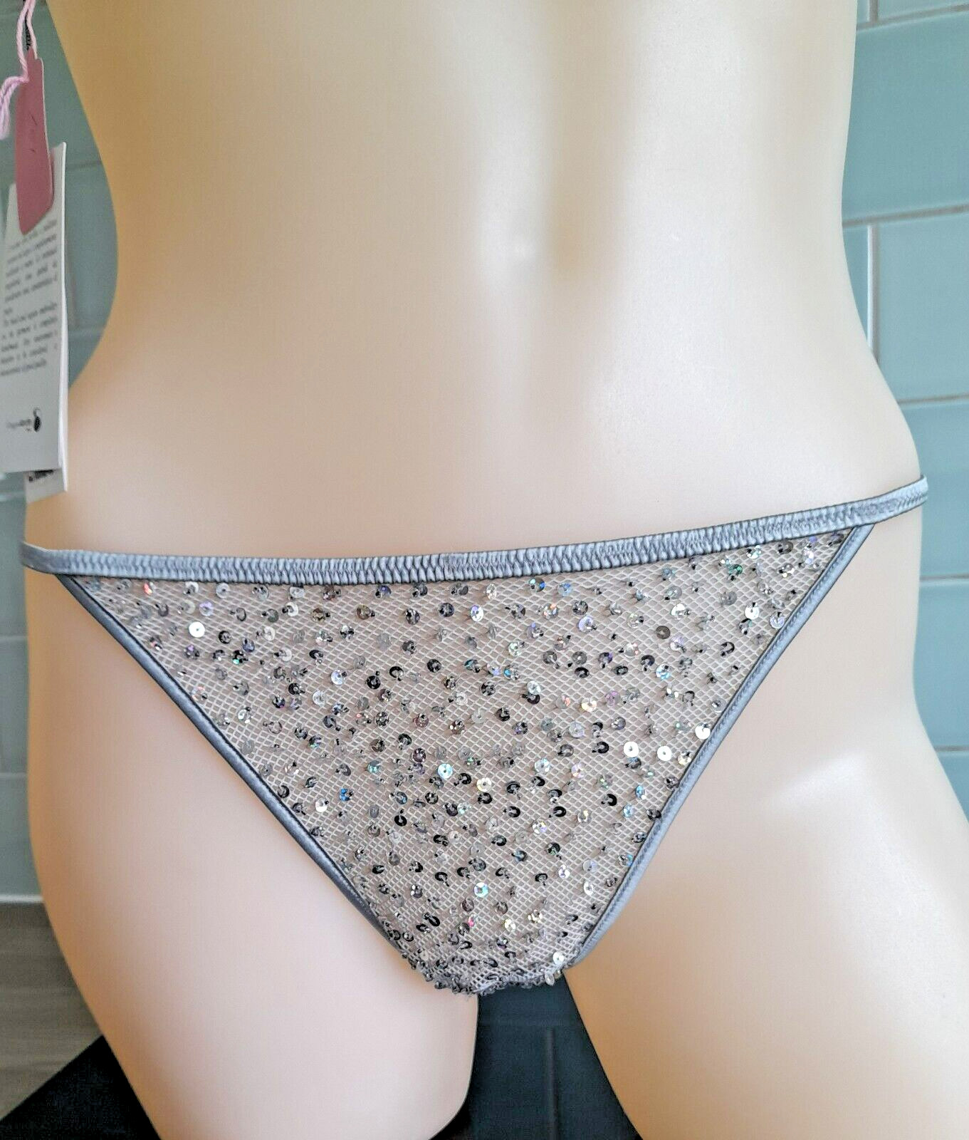 Argentovivo Grey PRODIGIO Sequinned Triangle Bra With PICASSO Thong Set