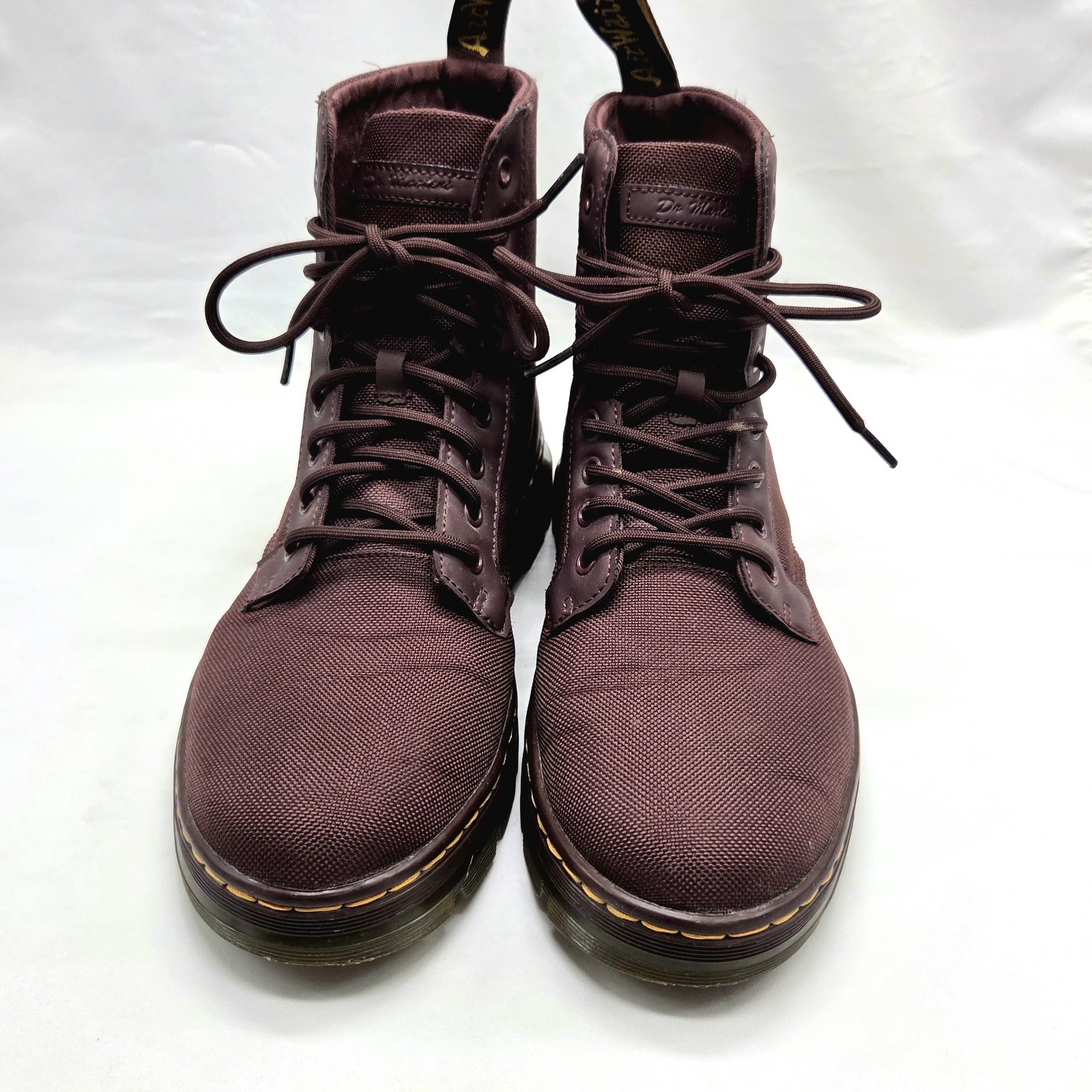 Dr. Martens Combs Tech Burgundy Canvas Combat Boots Mens 8 Womens 9 Mid Rise