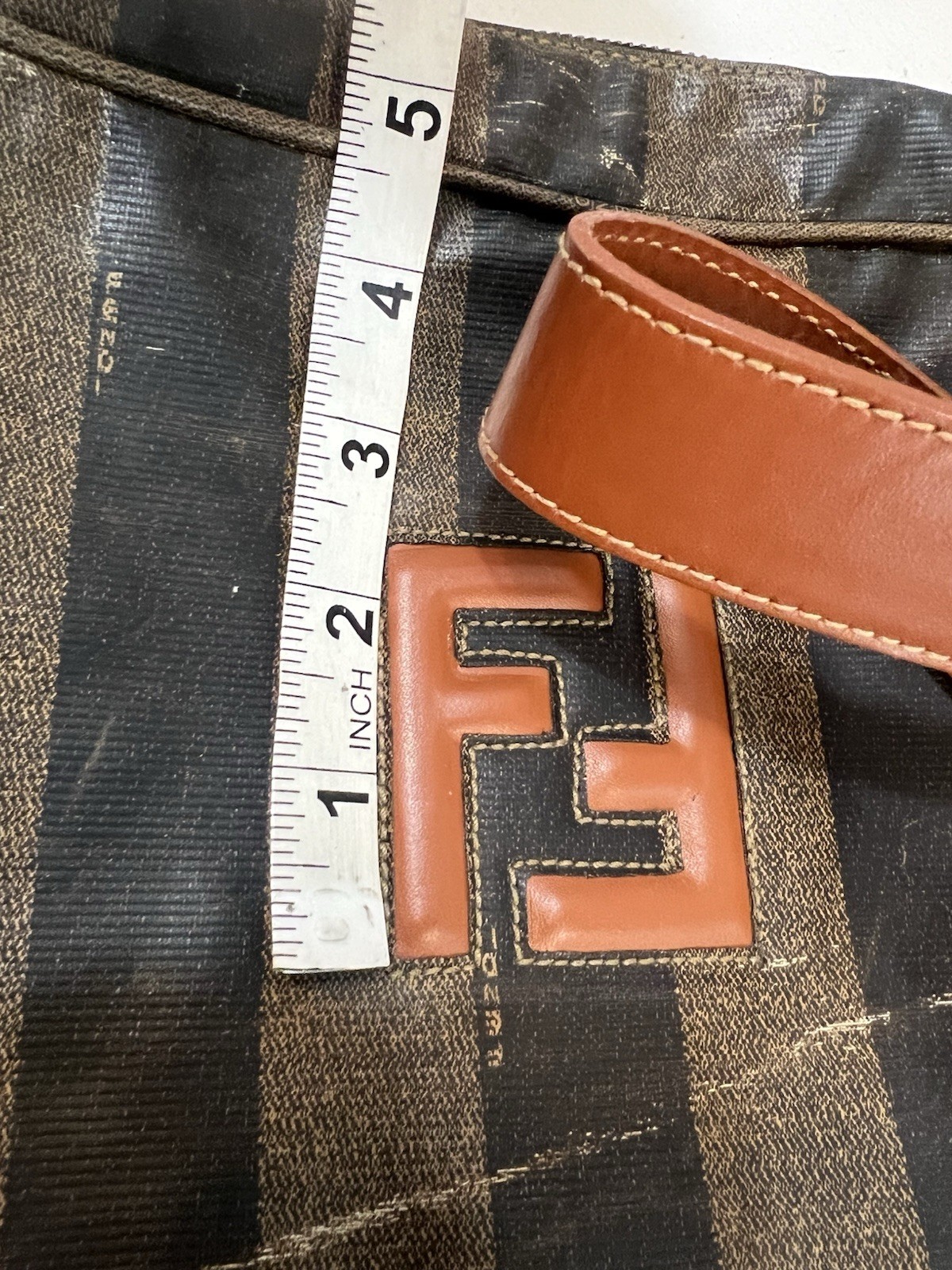 Fendi Bag Crossbody FF Logo Purse Brown Stripe Gold Buckle Zucca Long Man Camera