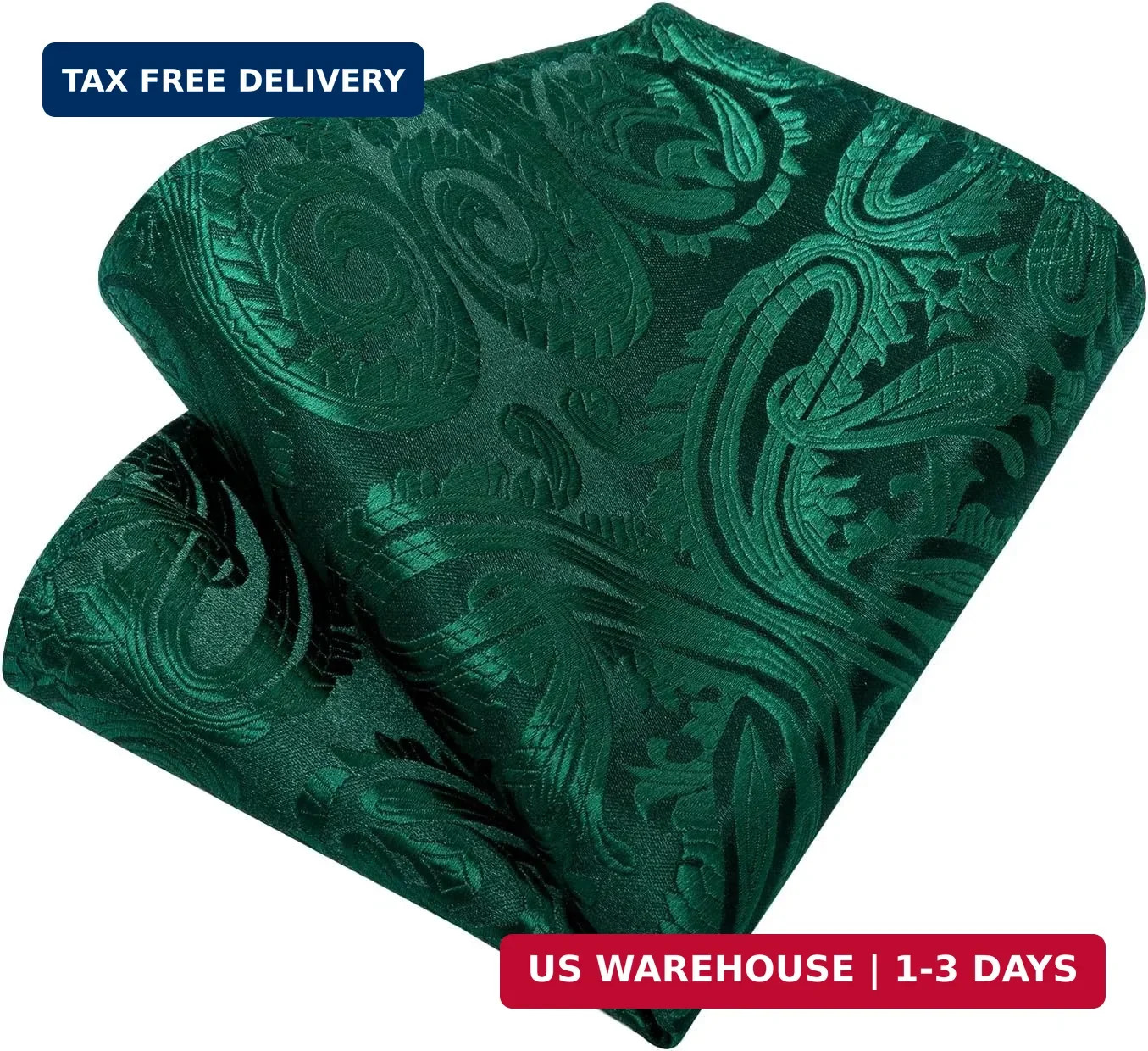 Silk Ties for Men Classic Woven Paisley Necktie and Pocket Square Cufflinks Set
