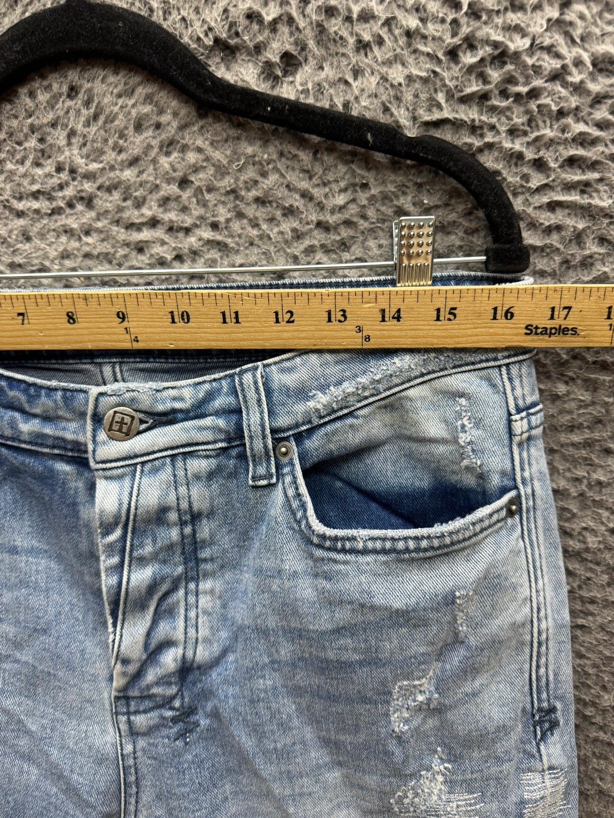 Ksubi Van Winkle RAF Repaired Button-Fly Skinny Jeans Light Wash Mens Size 33