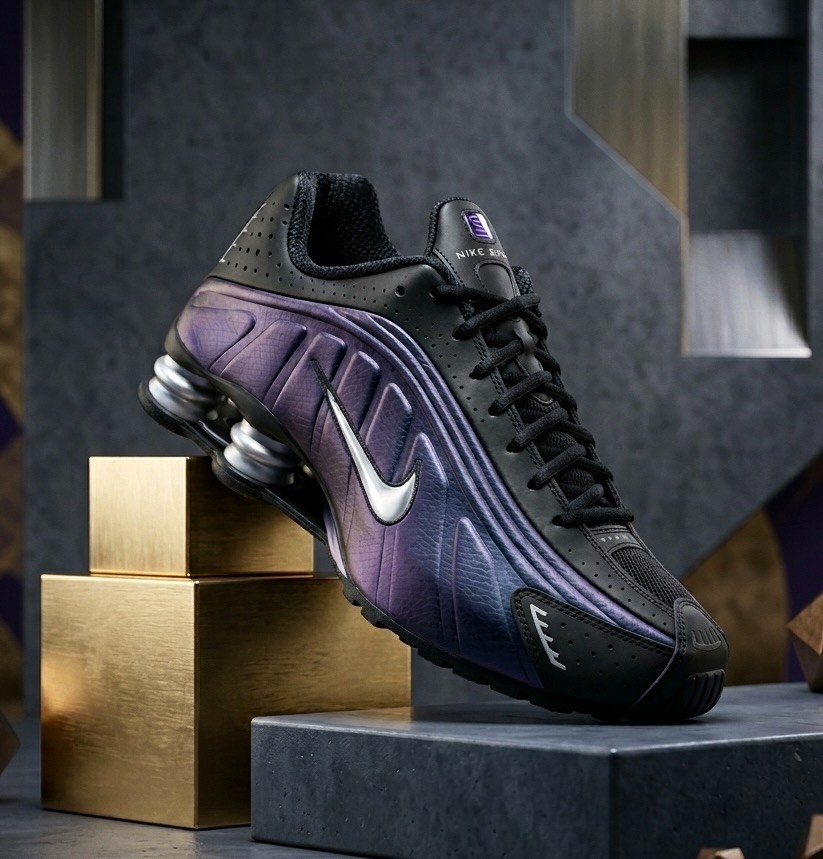 Nike Shox R4 Jewel Black Purple Metallic Silver IO4546-002 Men’s Sizes NEW