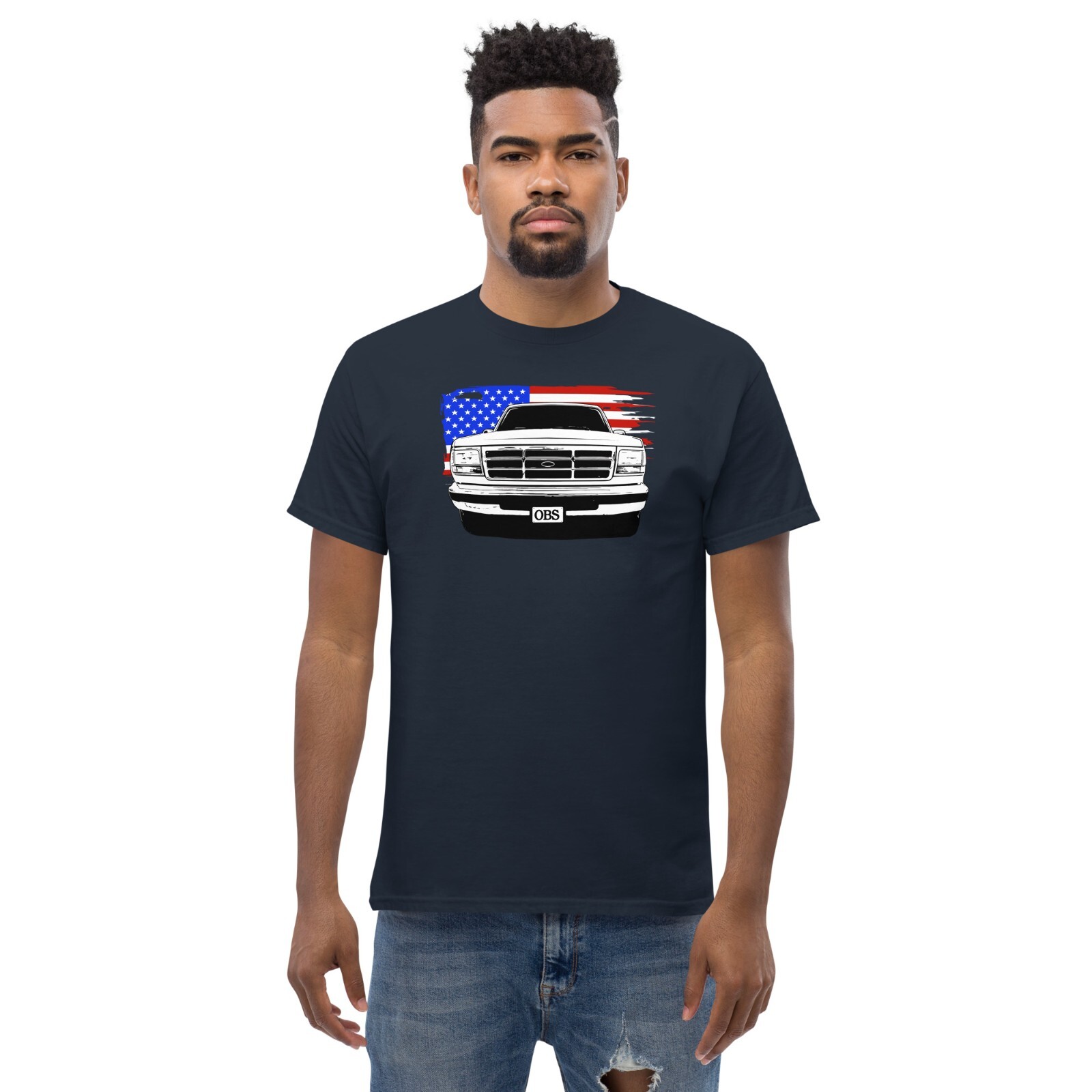 OBS T-Shirt Mnes 90s Ford Truck Shirt With American Flag