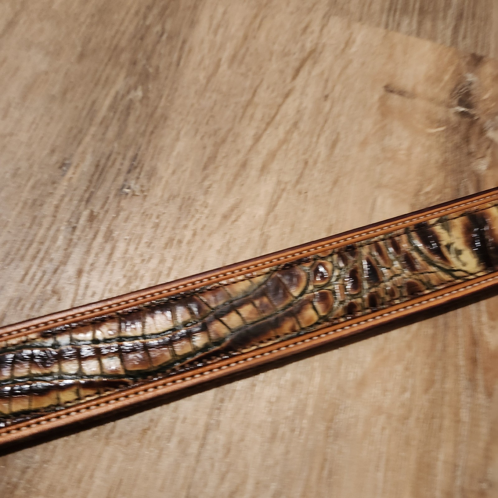 Custom Handmade Four Shoes Leather Alligator Belt Monogram “BH” Sz 32 Texas Made