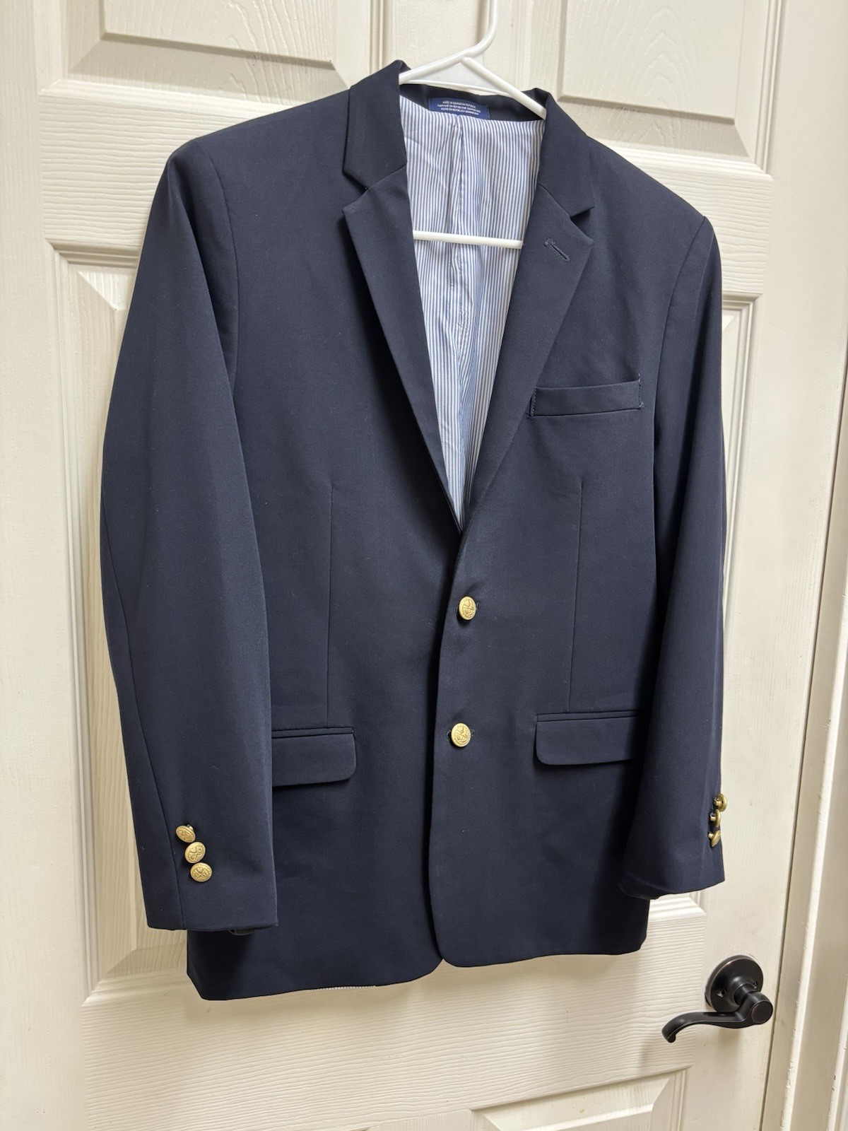 IZOD Boy’s Size 18 Reg NAVY BLUE Lined 2-Button Blazer Jacket Sport Suit Coat
