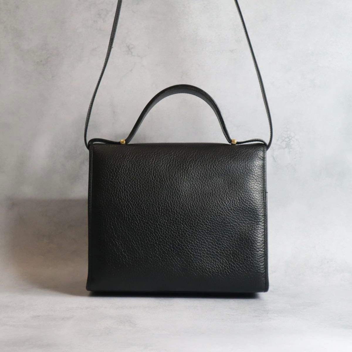 Christian Dior Vintage Flap Shoulder Bag Black Grain Leather