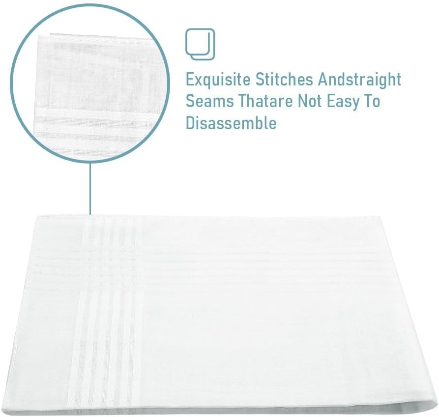 Men’s Handkerchiefs Cotton Hankerchiefs White Machine Wash Pocket Squares