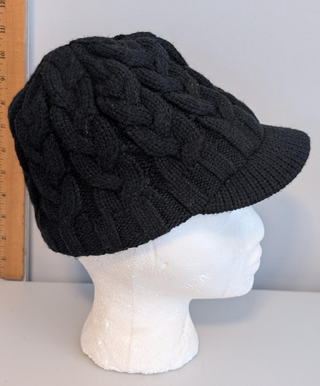 Adidas Black Climawarm Cable Knit Cadet Hat Cap One Size Fits Most Fleece Lined