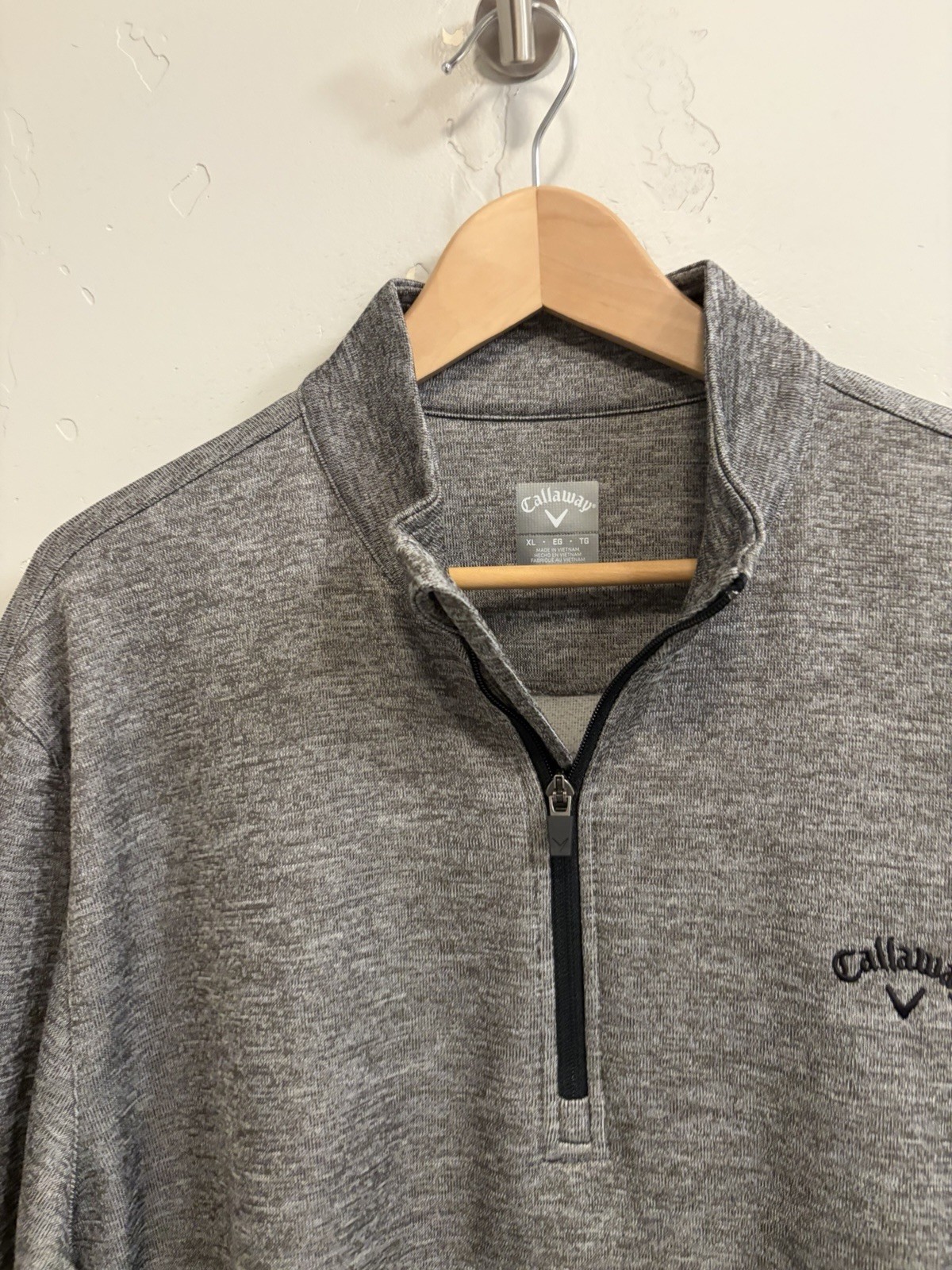 Callaway Golf Men’s XL Gray 1/4 Zip Pullover Pockets Mock Neck Sweatshirt