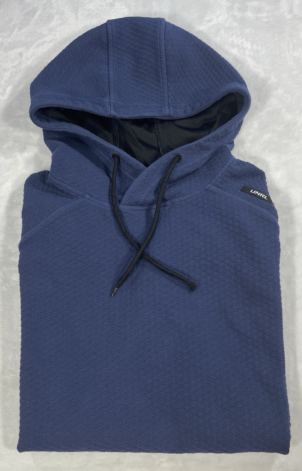 UNRL Elevation Hoodie Men’s Sz L Blue Textured Performance Sweatshirt Pullover