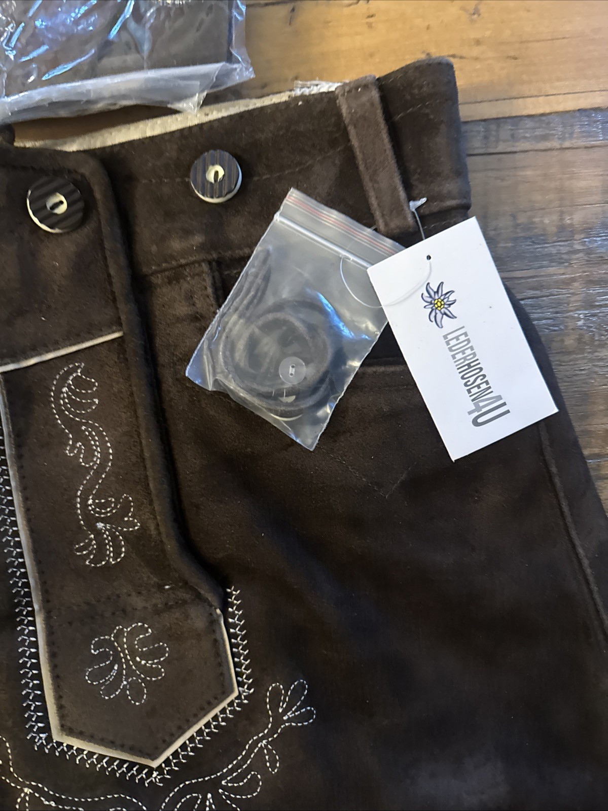 NEW Bavarian Oktoberfest Lederhosen Shorts Antique Brown Tracht #KAISER NWT 38