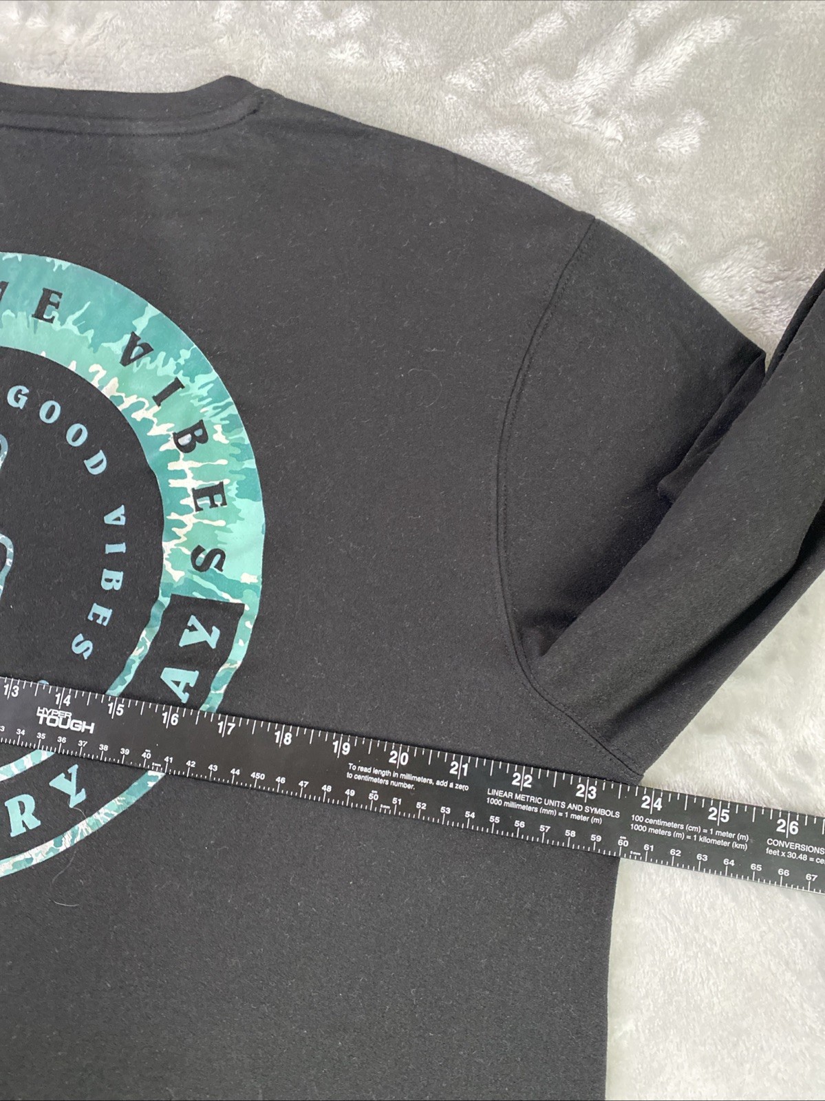 Vapor Apparel Long Sleeve Men Large Black Positive Vibes Only Graphic Peace Tee