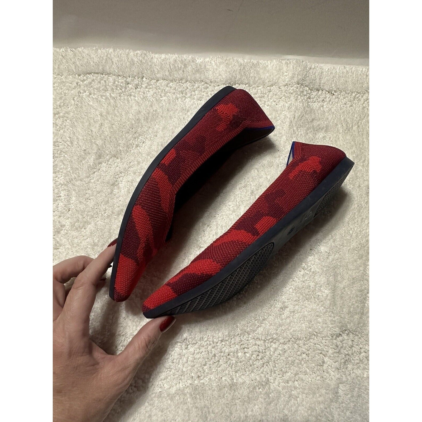 Rothy’s The Point Pattern Red Camo Limited Edition Flats Shoes W8 Retired