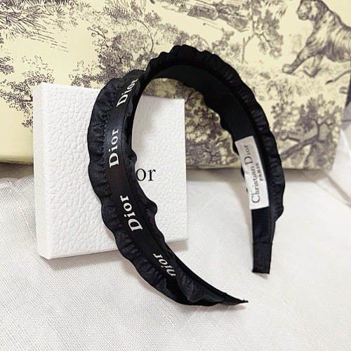 Dior Black Ribbon Ruffle Logo Headband & Bow Hair Accessory Set for Women