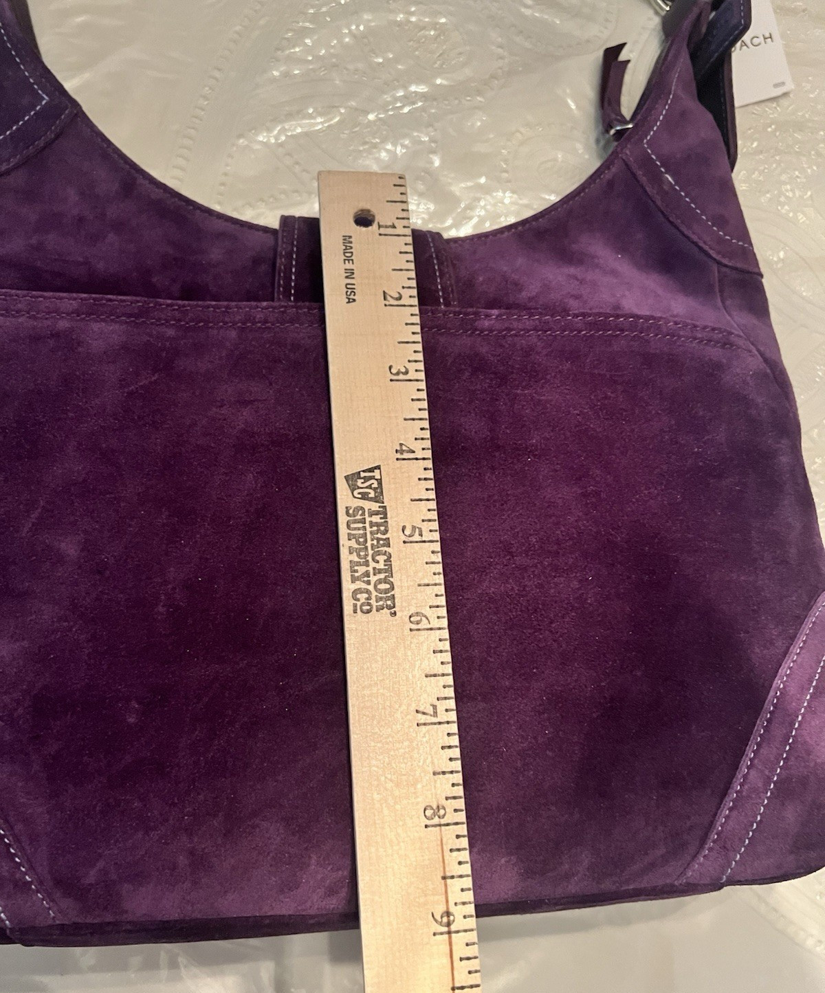 VINTAGE COACH HAMPTONS PLUM SUEDE LRG HOBO BAG-CARE KIT-DUST BAG & BOX NEW TAG