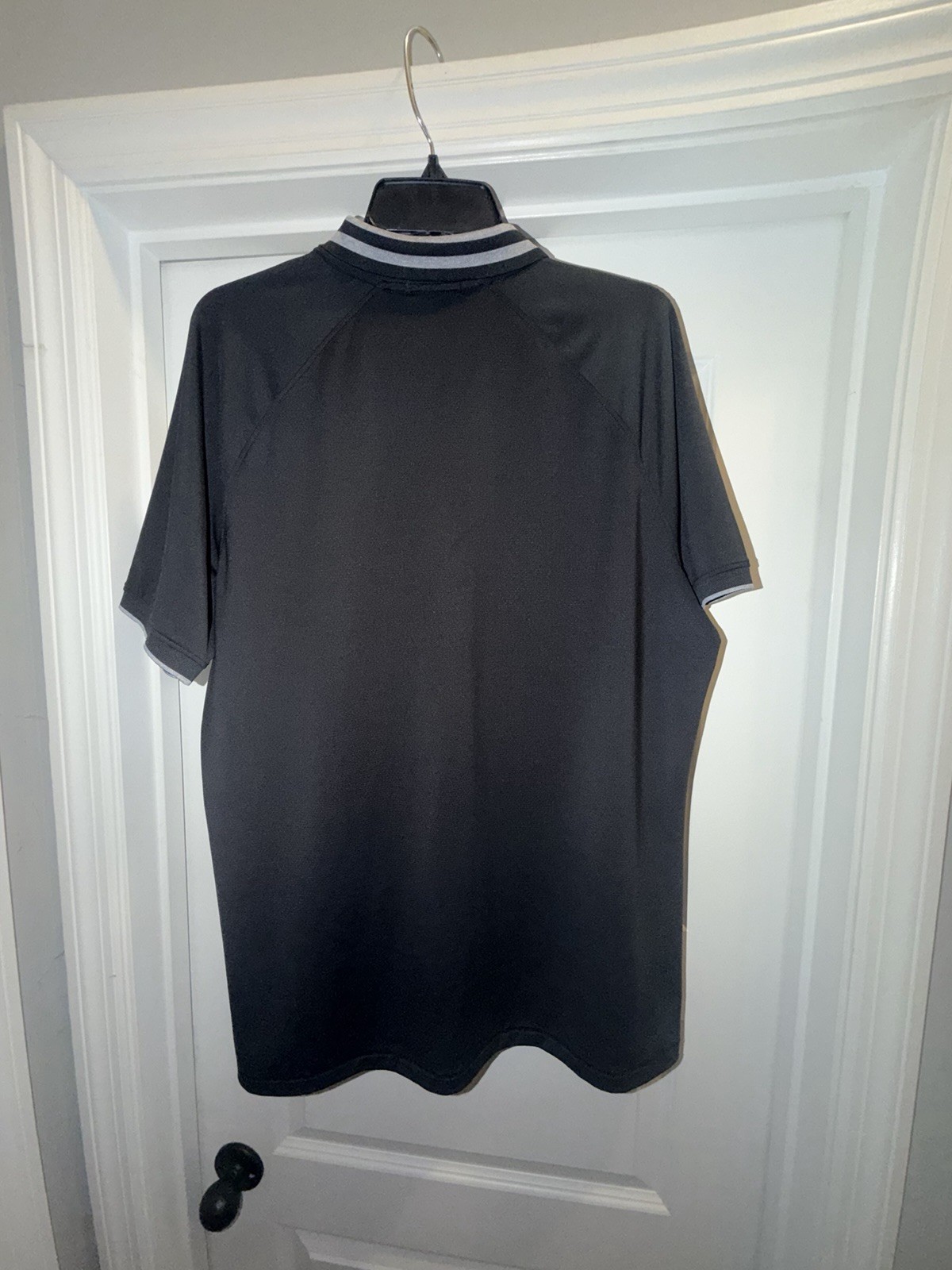 G/FORE Men Large Black Onyx Polo Shirt Golf Stretch Stripes Athletic 4 Fast Dry