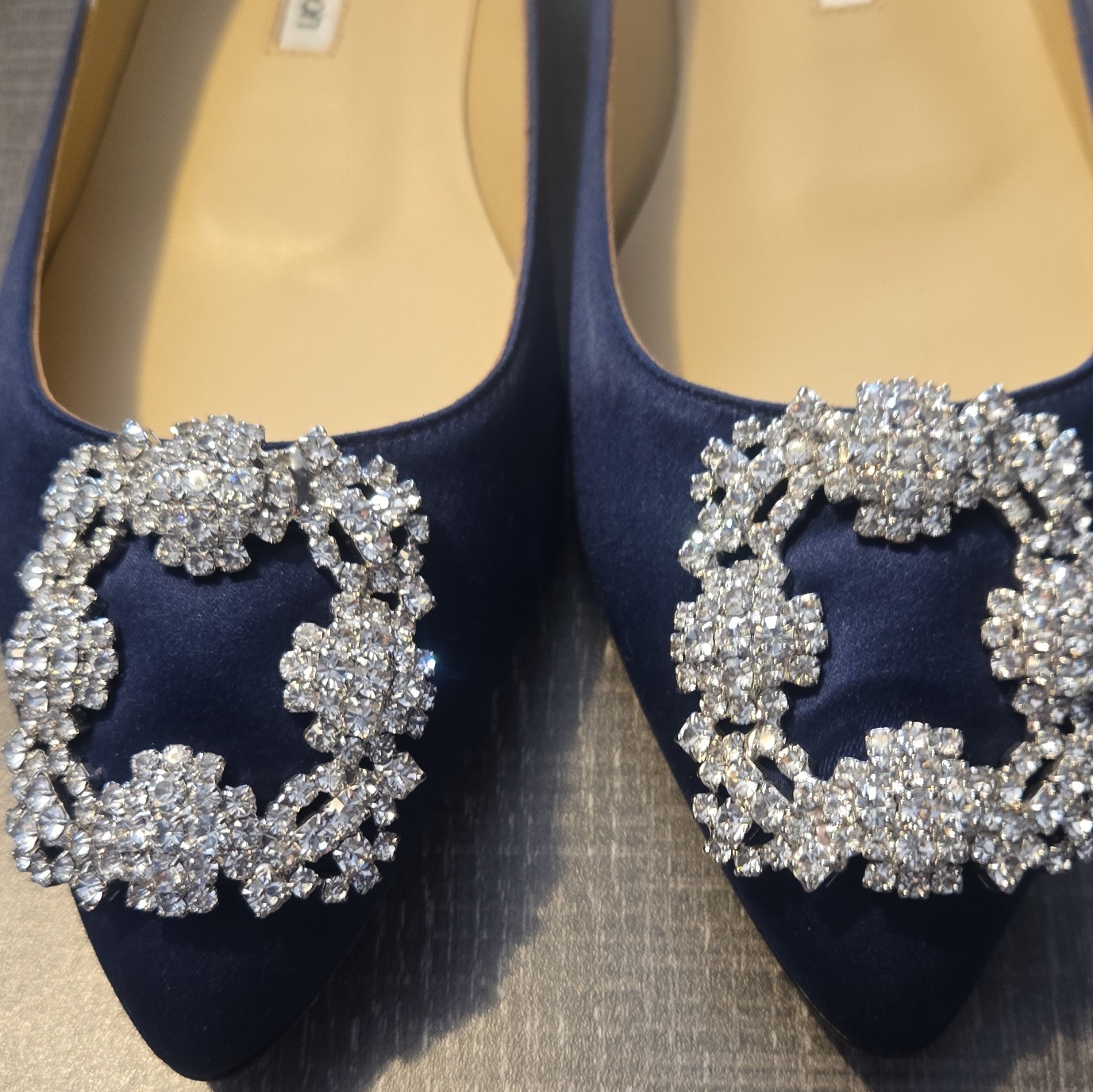Studiblace Selection Womens Blue Pointed Toe Pump Rhinestone Buckle EU 37