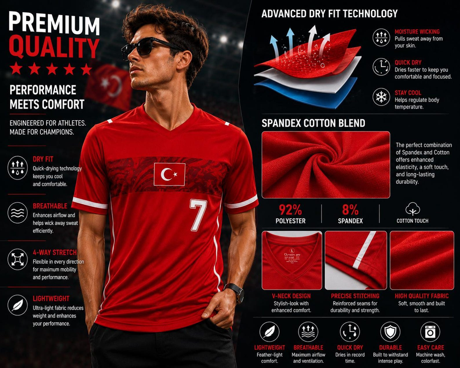 Turkey Soccer Jersey Personalized, Custom Turkiye Football Jersey, Custom Name