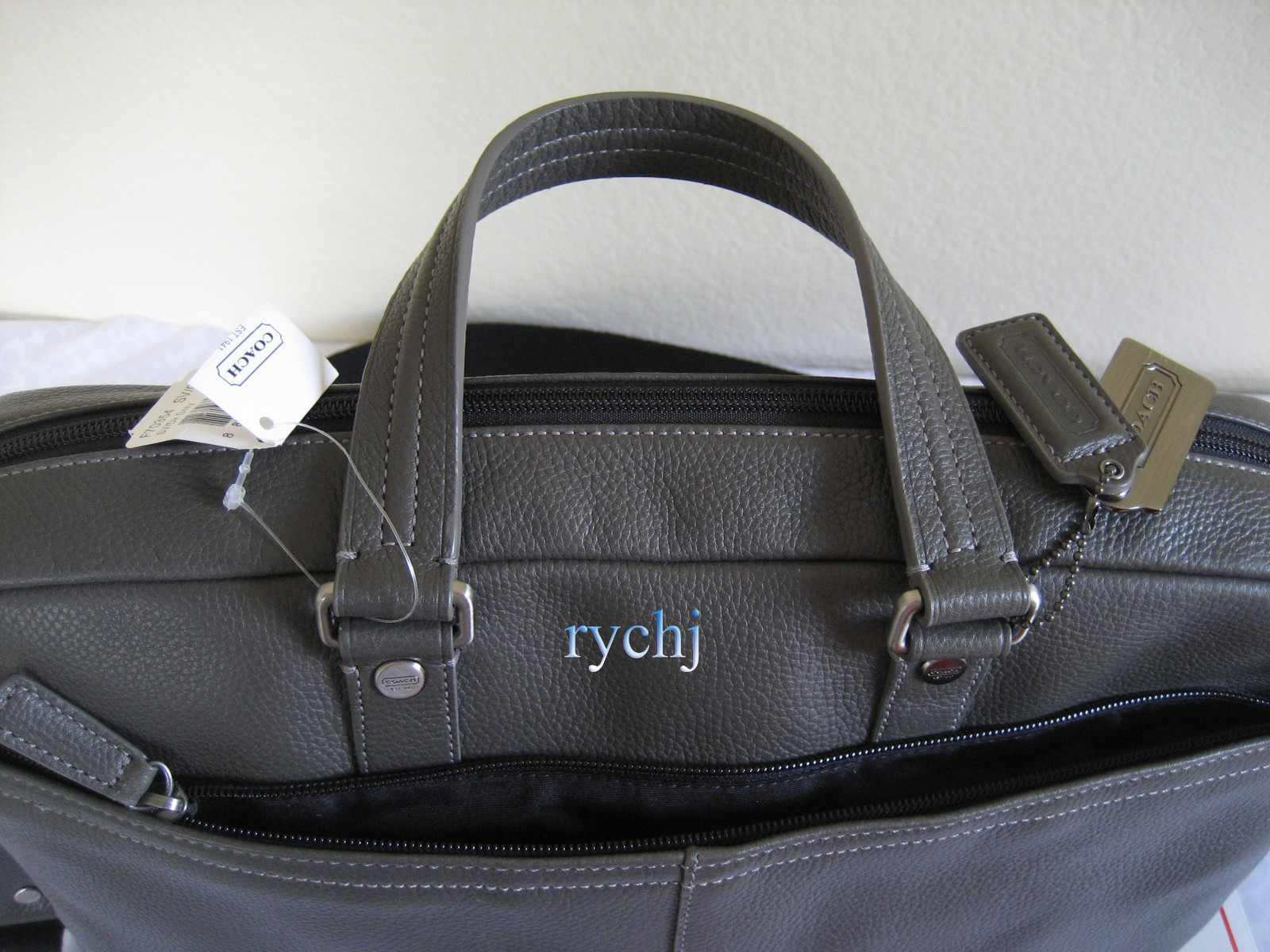 NWT COACH CAMDEN PEBBLED LEATHER COMMUTER BUSINESS BAG DARK GREY F70354