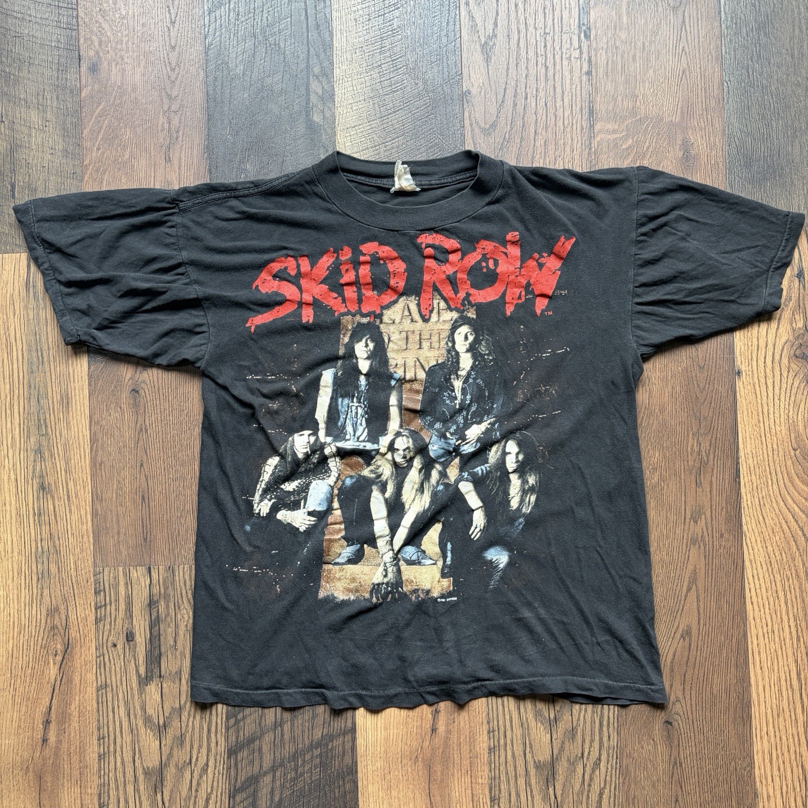 Skid Row Tour T Shirt 1992 Slave To The Grind two-sided w/ Tour Locations Tee