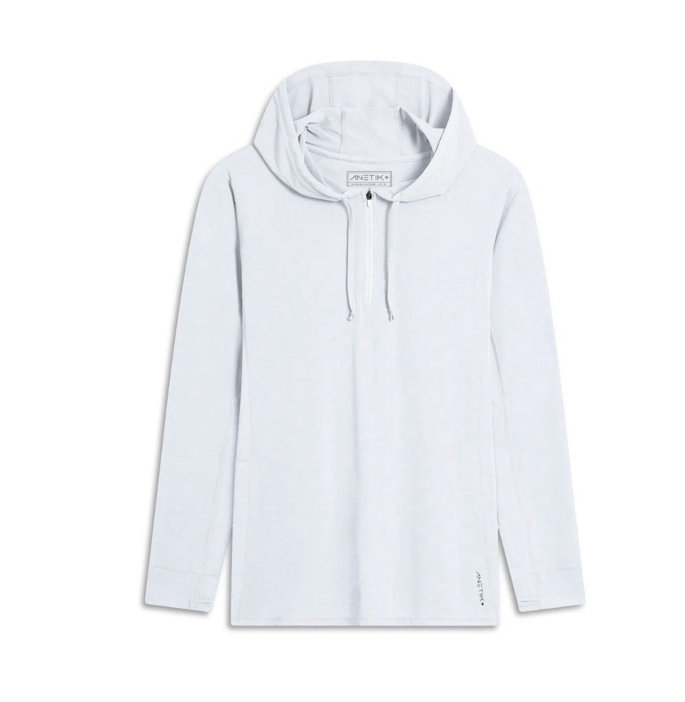BNWT Anetik Flight Tech Hoody White Heathered XS UPF 30 $85 Sun Lightweight