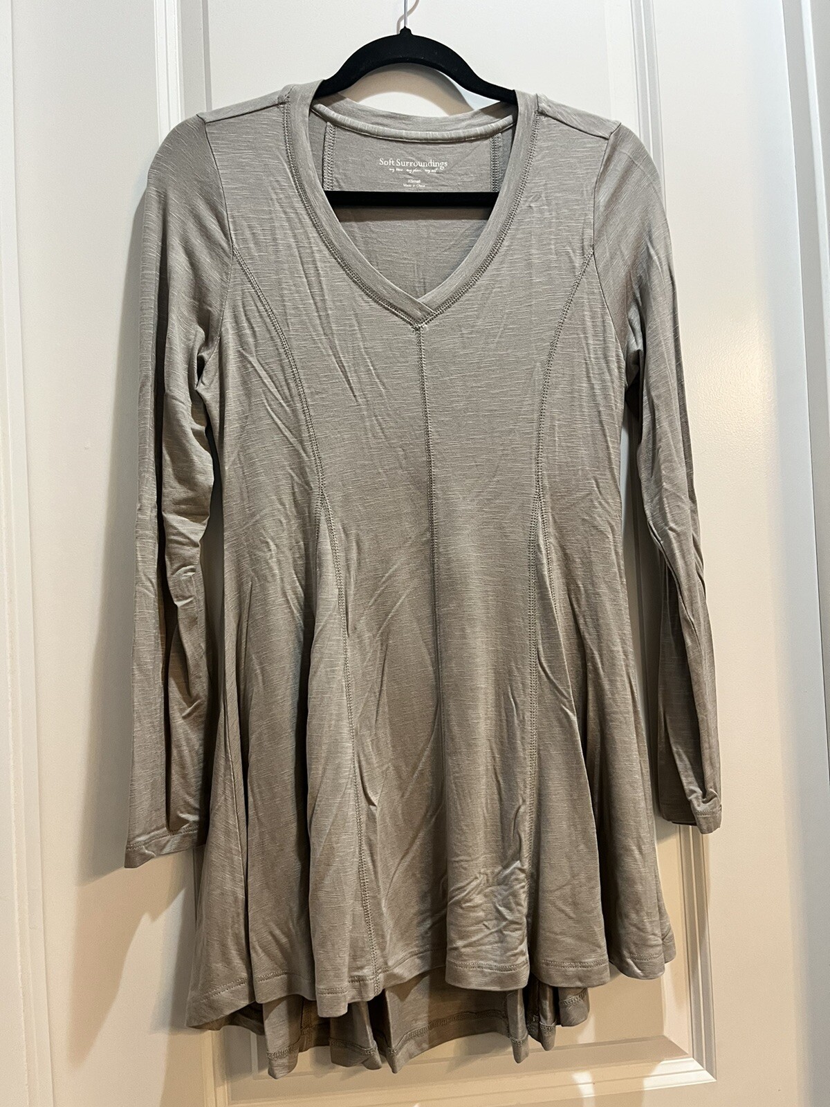 SOFT SURROUNDINGS V-Neck long sleeve Tunic XSmall Gray gore cut