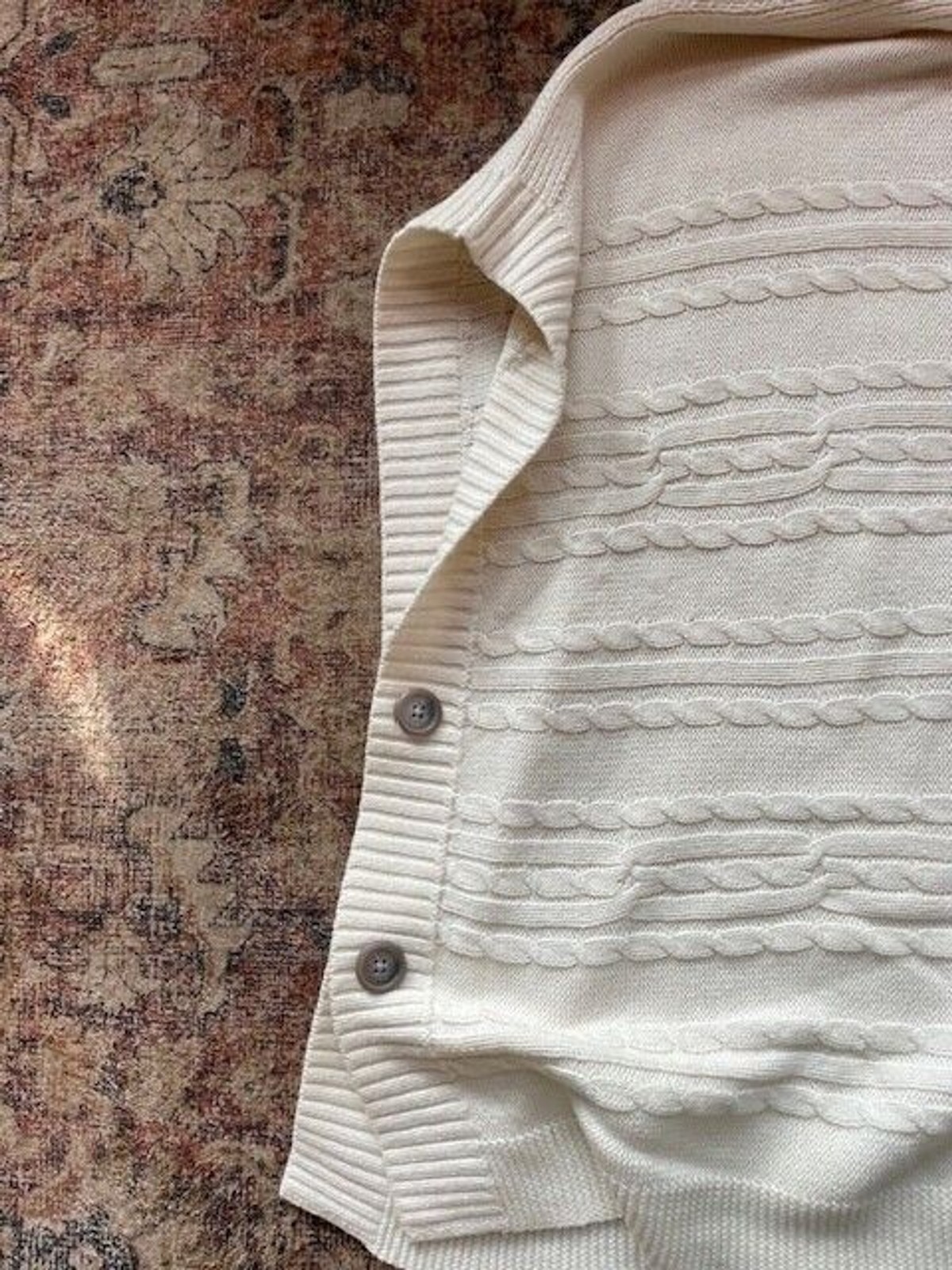 BANANA REPUBLIC Cable Knit Poncho Cape Sweater Oversized Ivory Sz M L XL Button