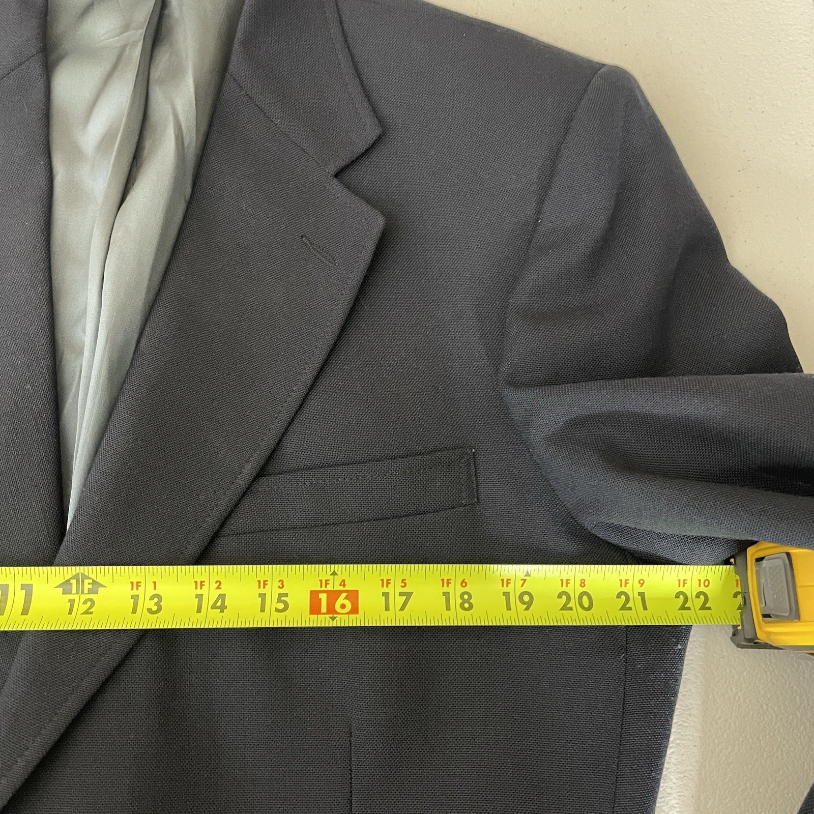 Stafford Blazer Jacket Mens 40R Blue Solid Polyester Worsted Wool Gold Buttons