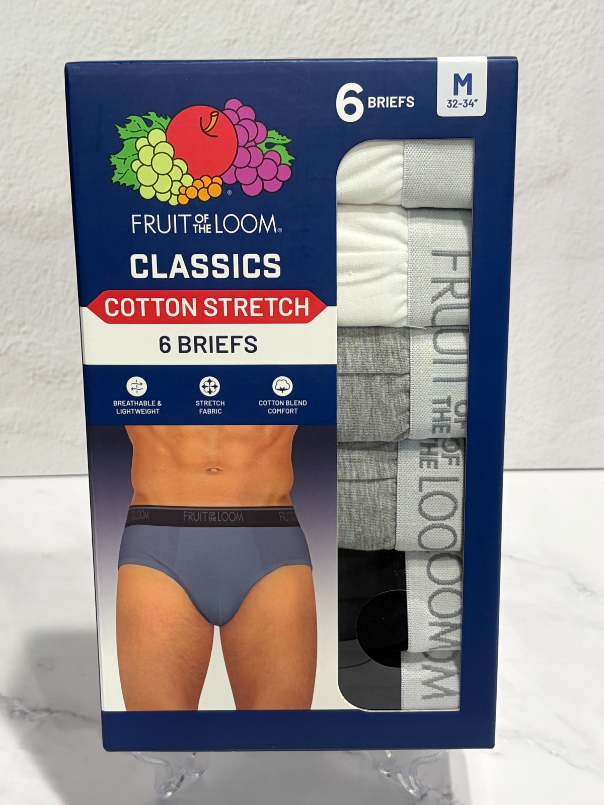Fruit of the Loom Classics Cotton Stretch Briefs 6 Pack Size M