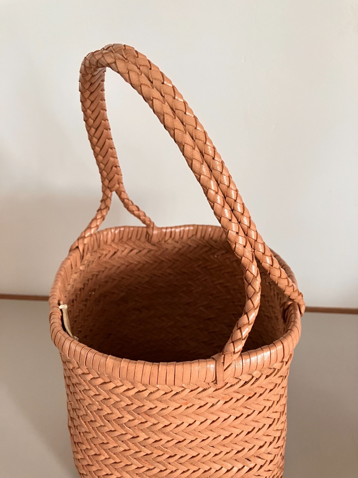Dragon Diffusion Leather Mesh Totebag Handbag Brown Camel Near MINT