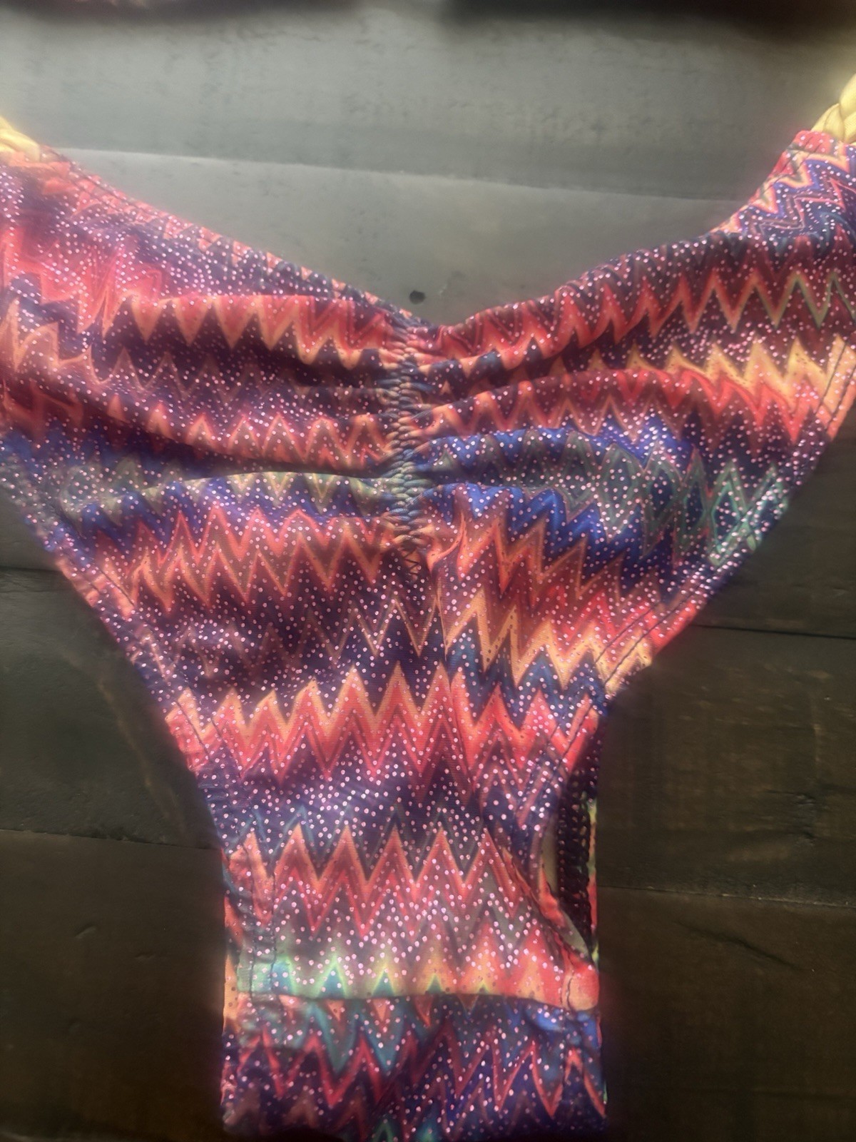 Ravish Sands Swimwear Bikini Set Medium Tribal Aztec Print Gold Braided Sides