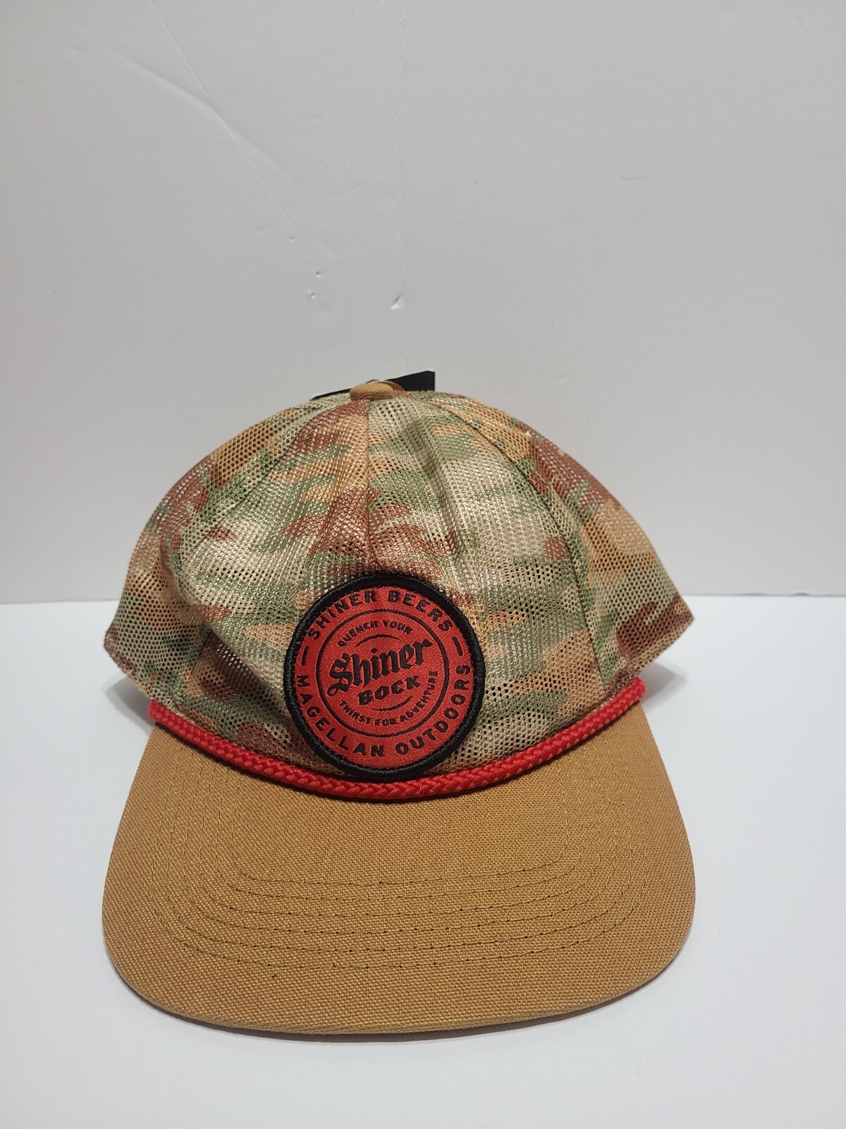 Shiner Bock Magellan Green Camo Adjustable Snapback Trucker Mesh Retro Hat NWT