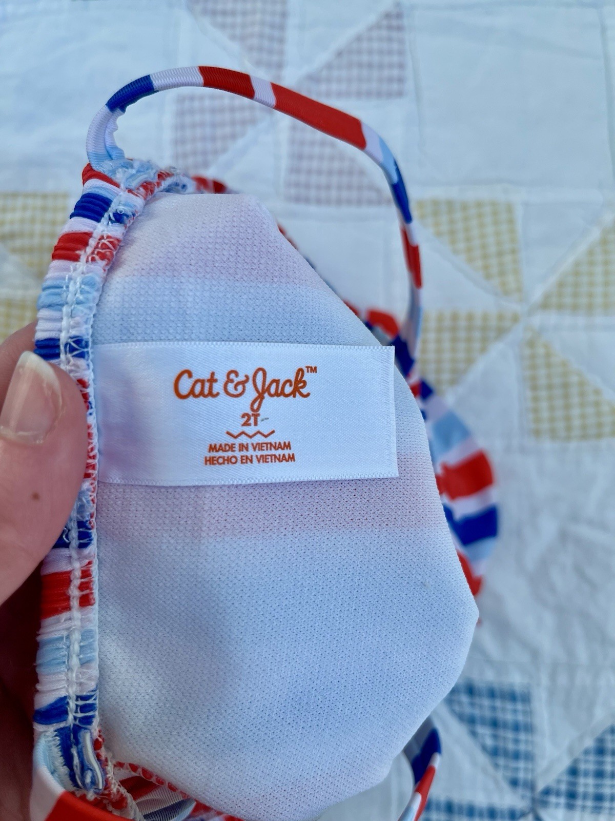 Cat & Jack Patriotic Striped One Piece Swimsuit 2T Fourth of July Toddler girls