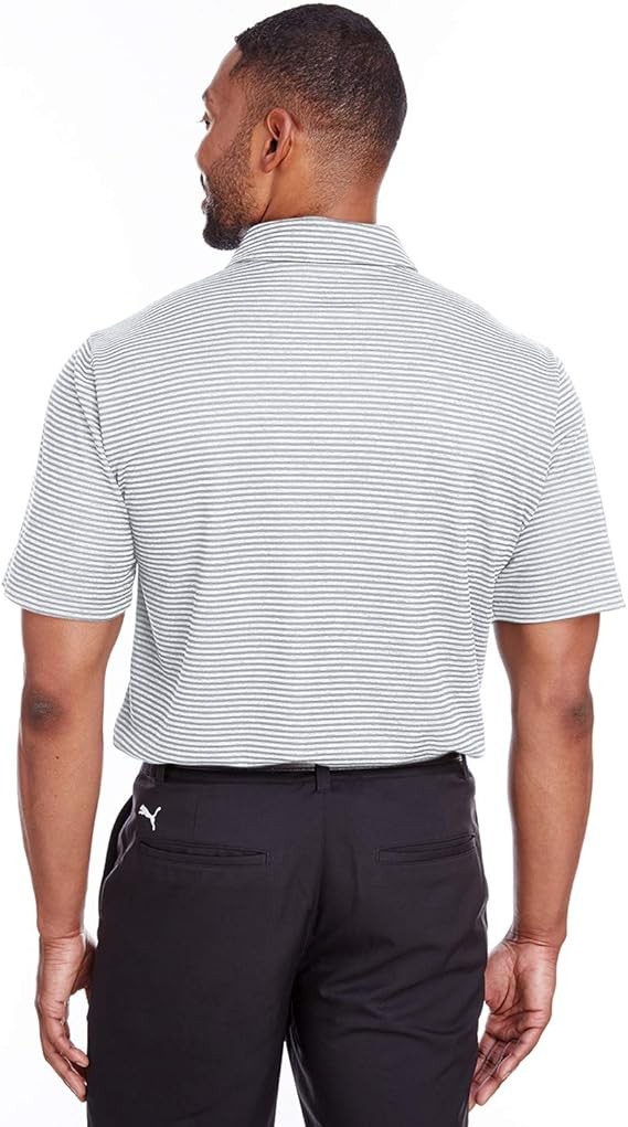 596804 PUMA Golf Men’s Performance Striped Polo Golf Shirt – QUARRY HEATHER 2XL