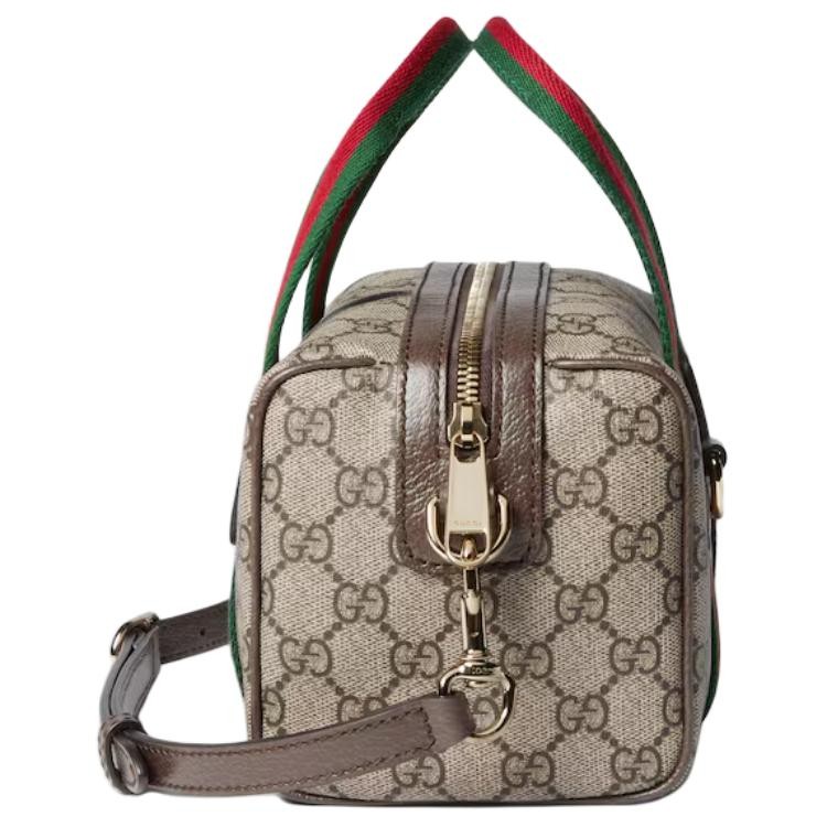 GUCCI GG Monogram Canvas Handbag Mini Unisex Beige Brown 7.9 x 5.1 x 5.1 in