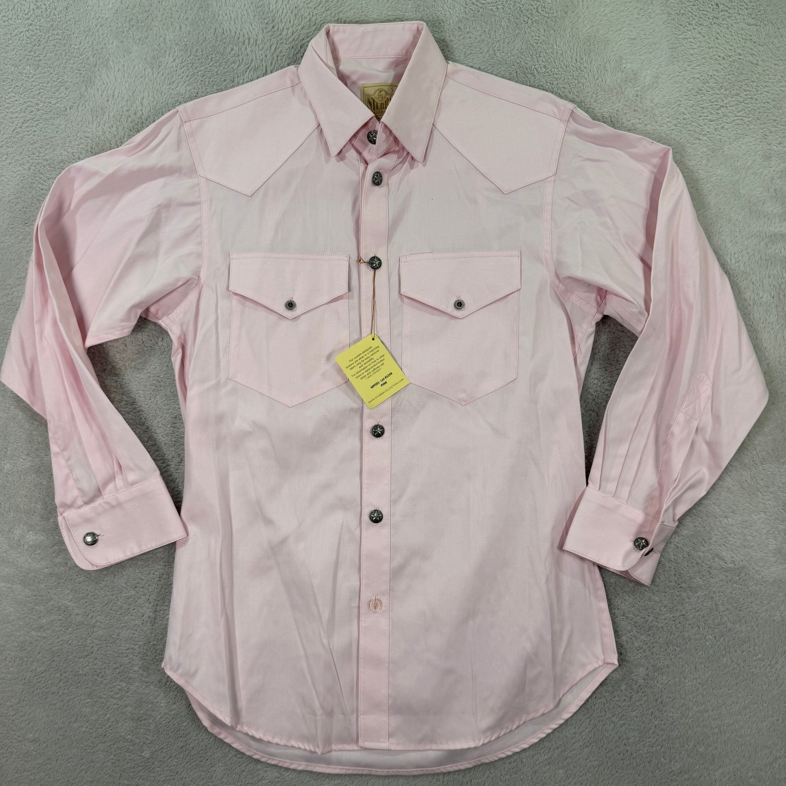 NEW Stubbs Mens Small Western Shirt Pink Star Snaps Removable Button Cowboy