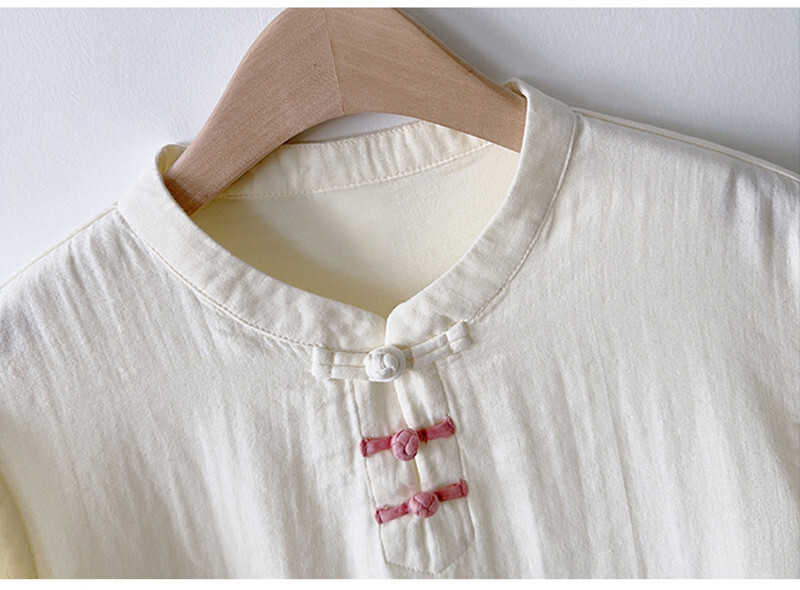 Spring Chinese Style Womens Casual Tops Blouse Loose Long Sleeve Pullover Shirts