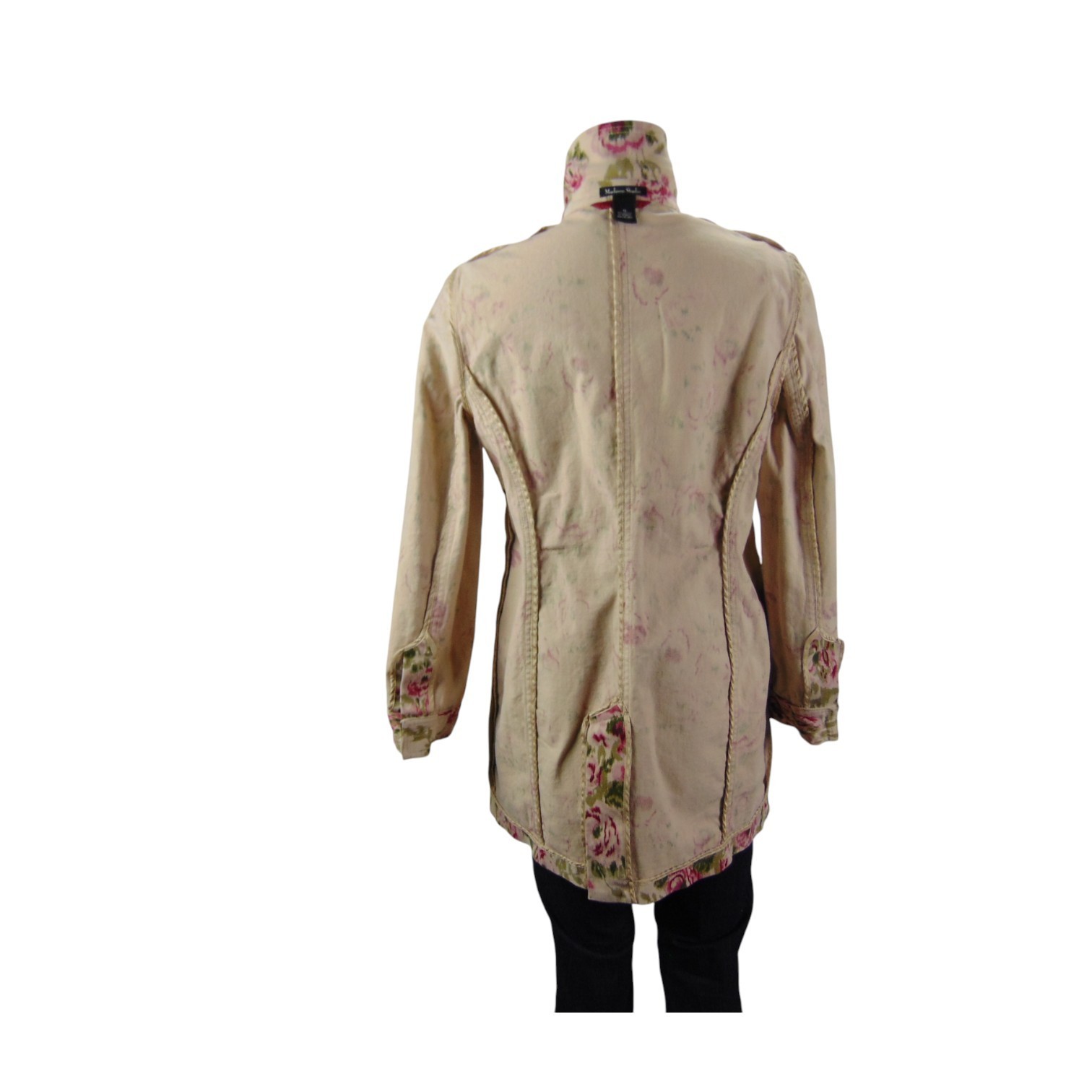 Madison Studio Floral Romantic Rose Print Belted Trench Coat Size 10 Cotton