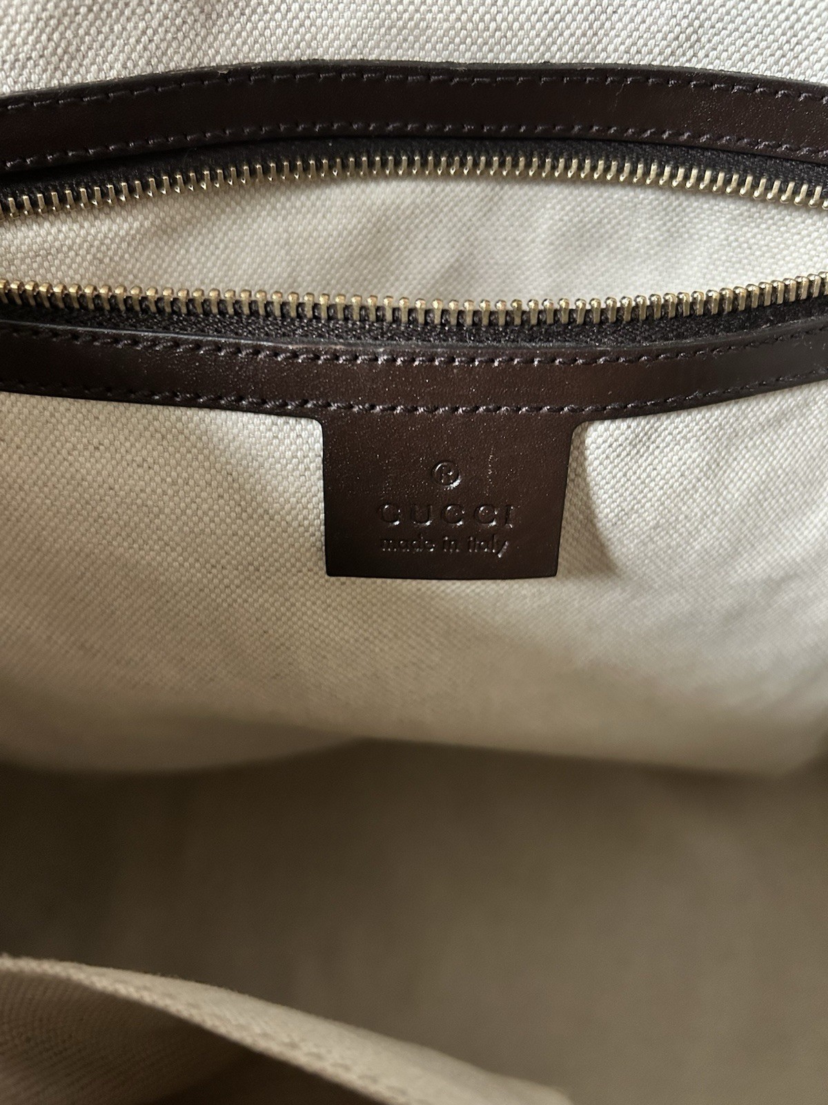 Gucci GG Web Stripe Shoulder Bag, Zip Closure, Gold Hardware, Lined, Pockets