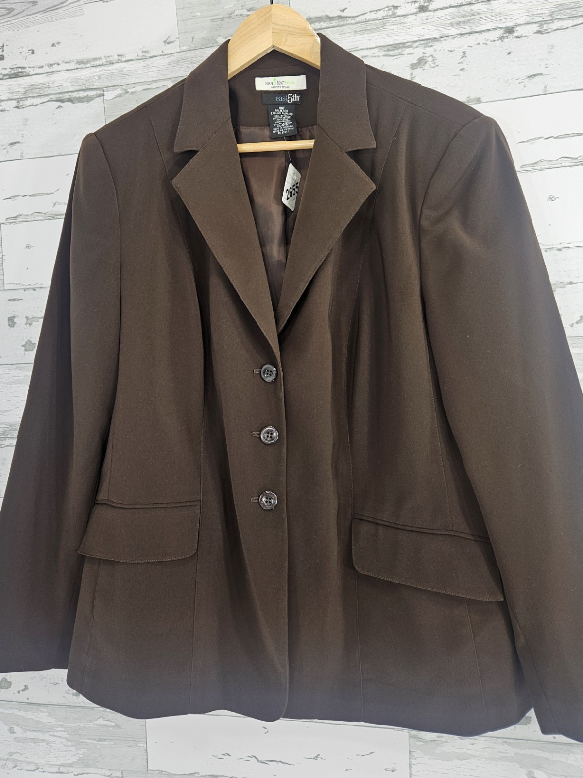 East 5th Womens Plus Size 18W Brown Blazer Nanotex Spill Resistant Fabric