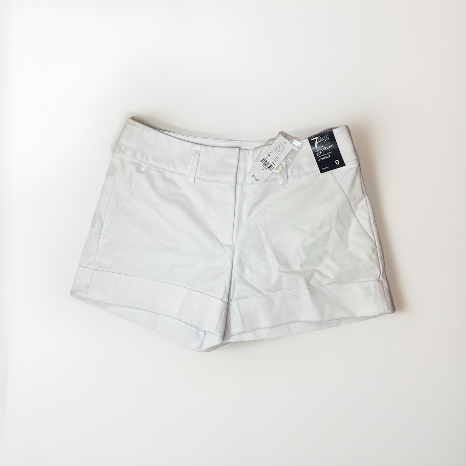 New York & Co. Womens White Cotton Chino Shorts Size 0 Stretch Mid Rise Casual