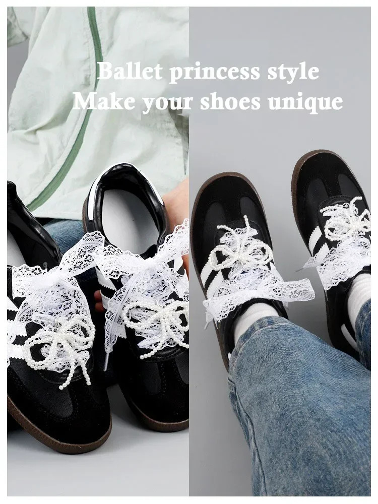 Flat Shoelace for Sneakers Shoelaces for Women Fancy Lace 2.9CM Width Casual Sho