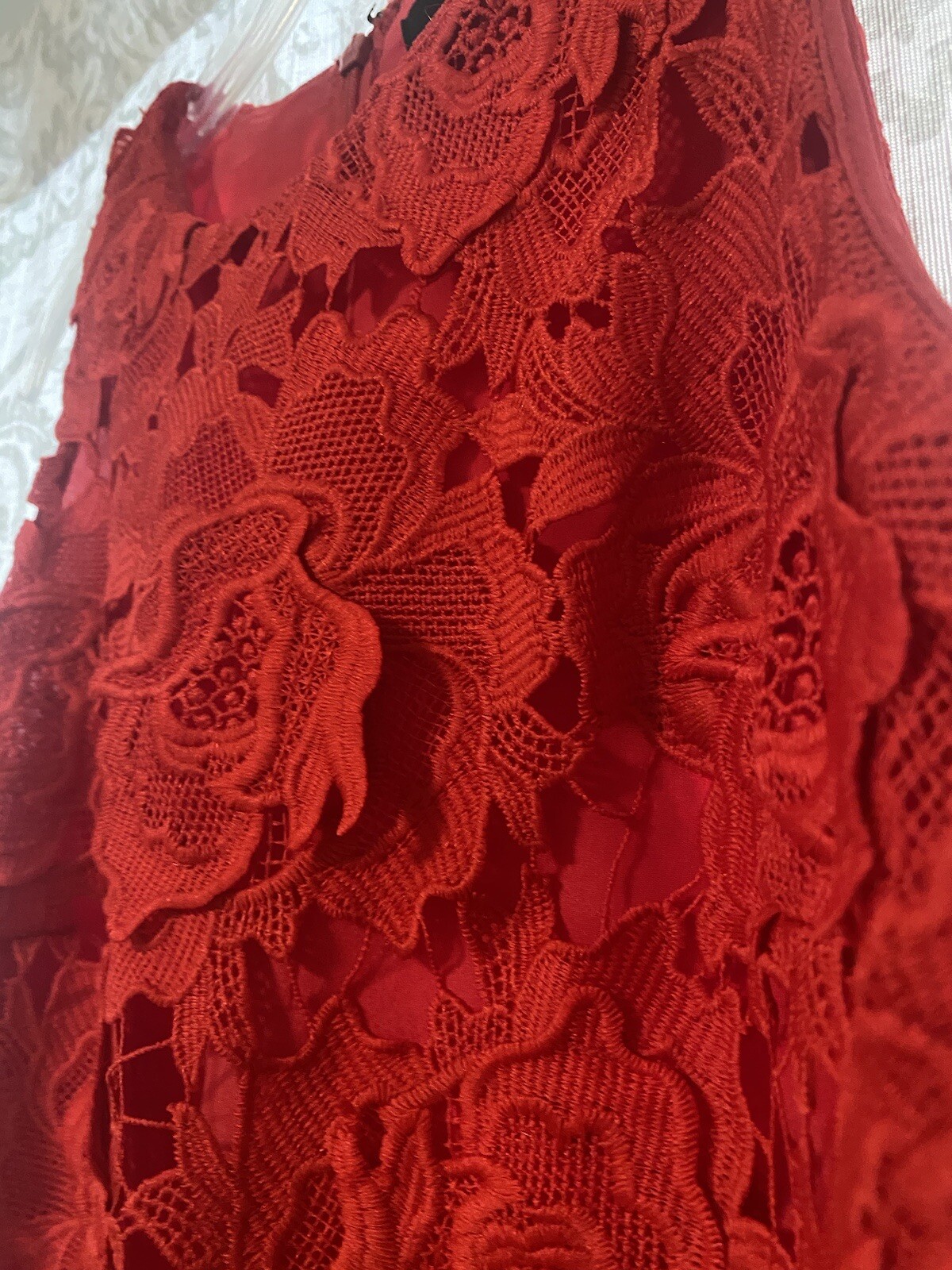 J Crew Collection Classic Lace Overlay Formal Holiday Event Sheath Dress Red 4