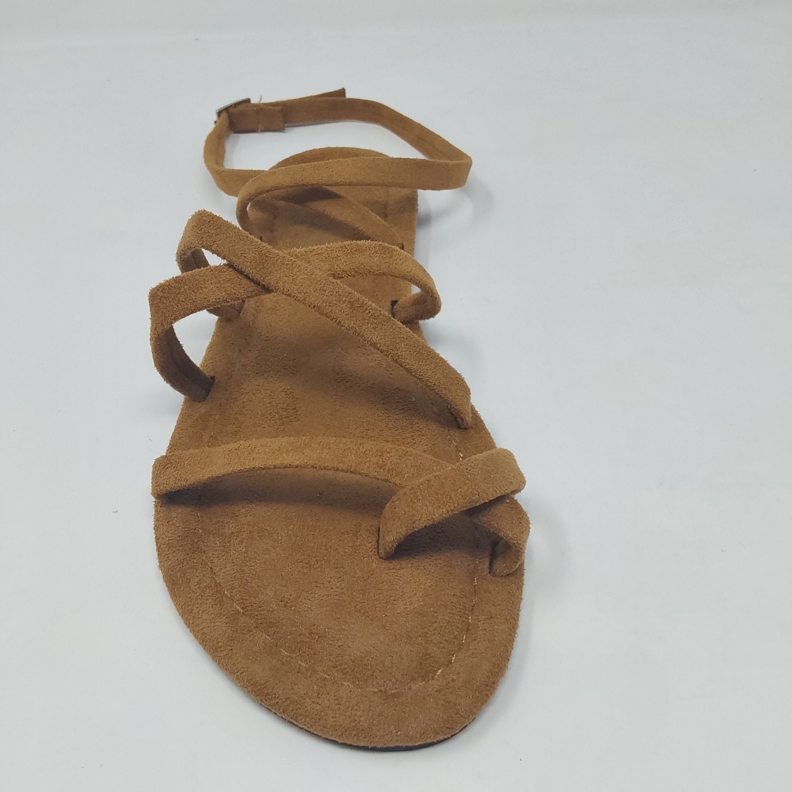 Womens Gladiator Sandals Brown Faux Suede Strappy Flat Sandals US 8 NWT