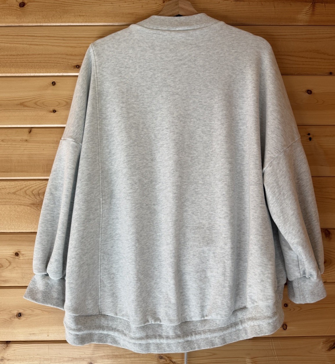 Nap Loungewear Gray Drawstring Hem Cotton Pullover Sweatshirt Cozy Hi Low Sz Lg