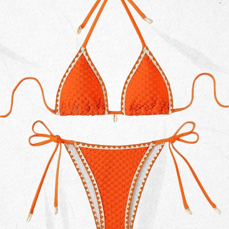 Womens Sexy Push Up Brazilian Bikini Swimwear Popped Crochet String Bathing Suit