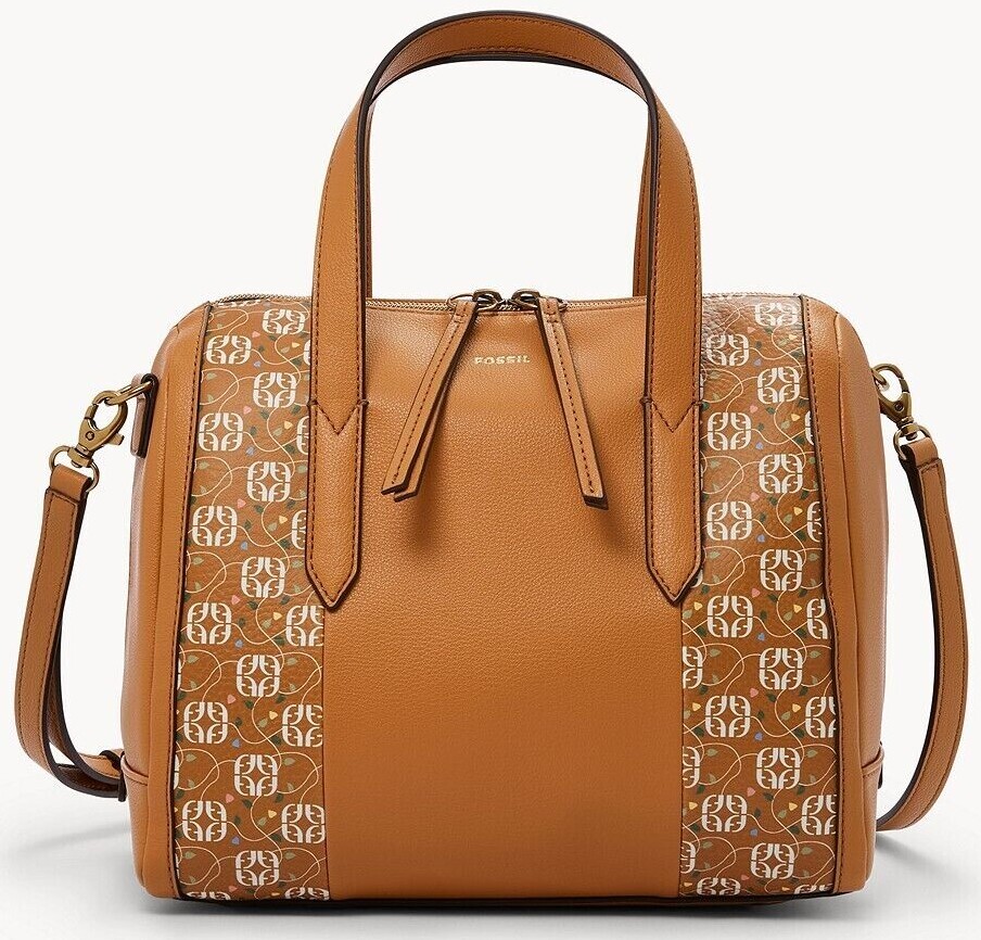 Fossil Sydney Satchel Tan Logo Crossbody Handbag SHB2952919 NWT $150 Retail FS