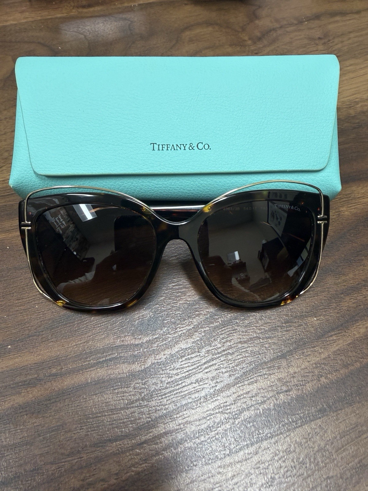 Tiffany & Co. Women’s Oversized Square Tortoise Shell Sunglasses Black Tinted