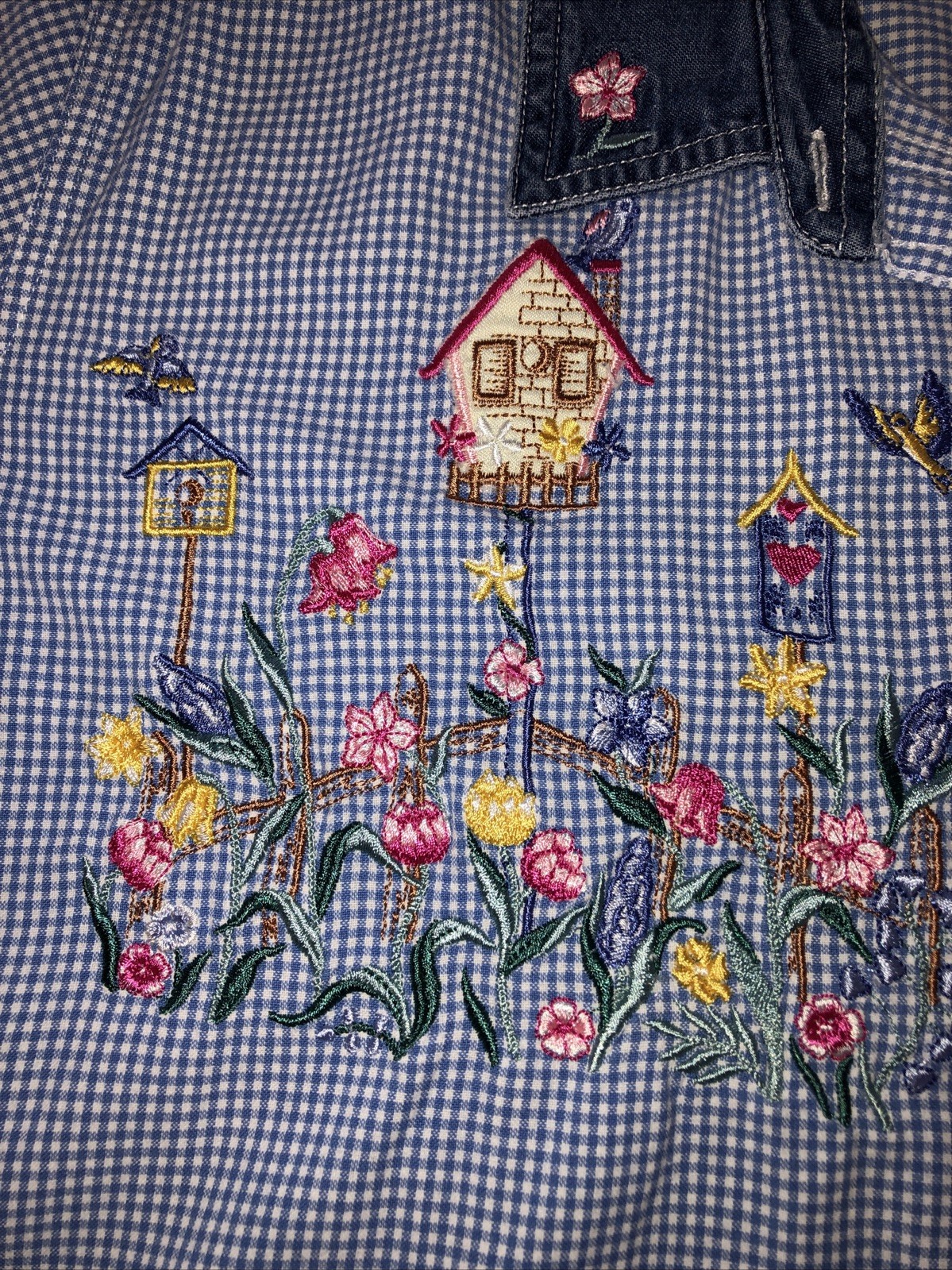 Bobbie Brooks Embroidery Cottage Gingham Shirt